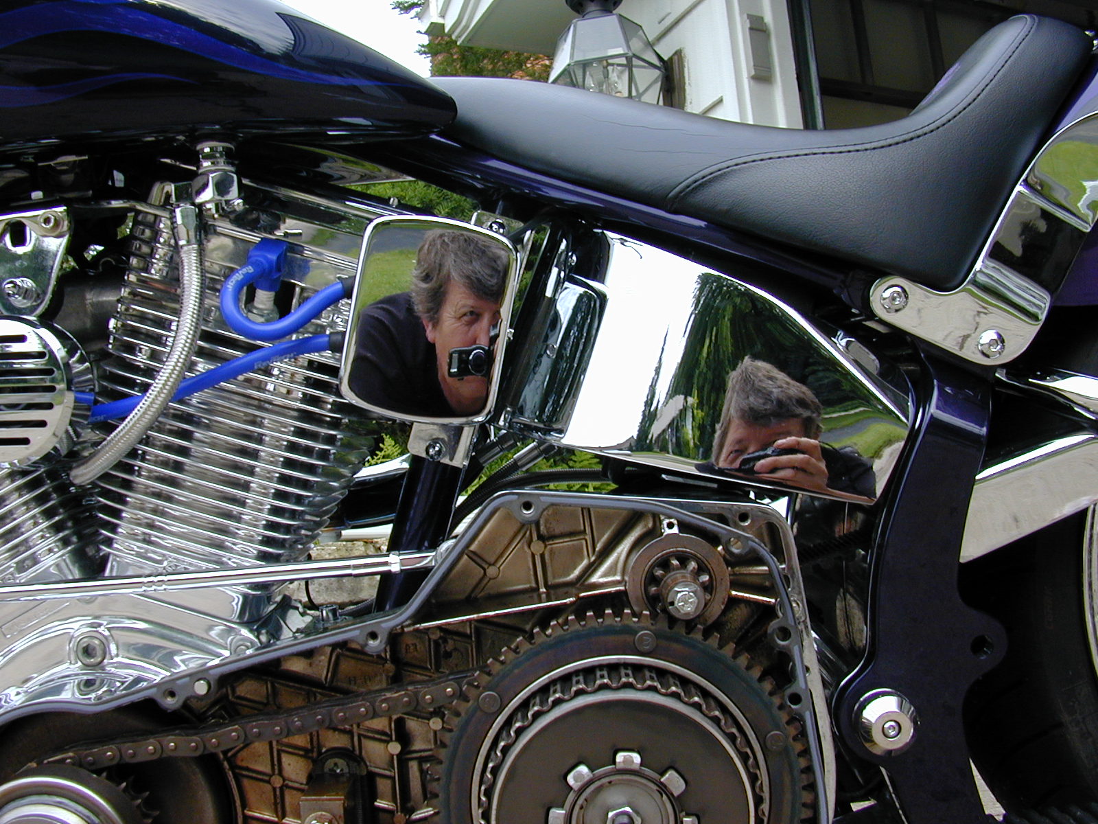 Gary&rsquo;s reflection in motorcycle chrome