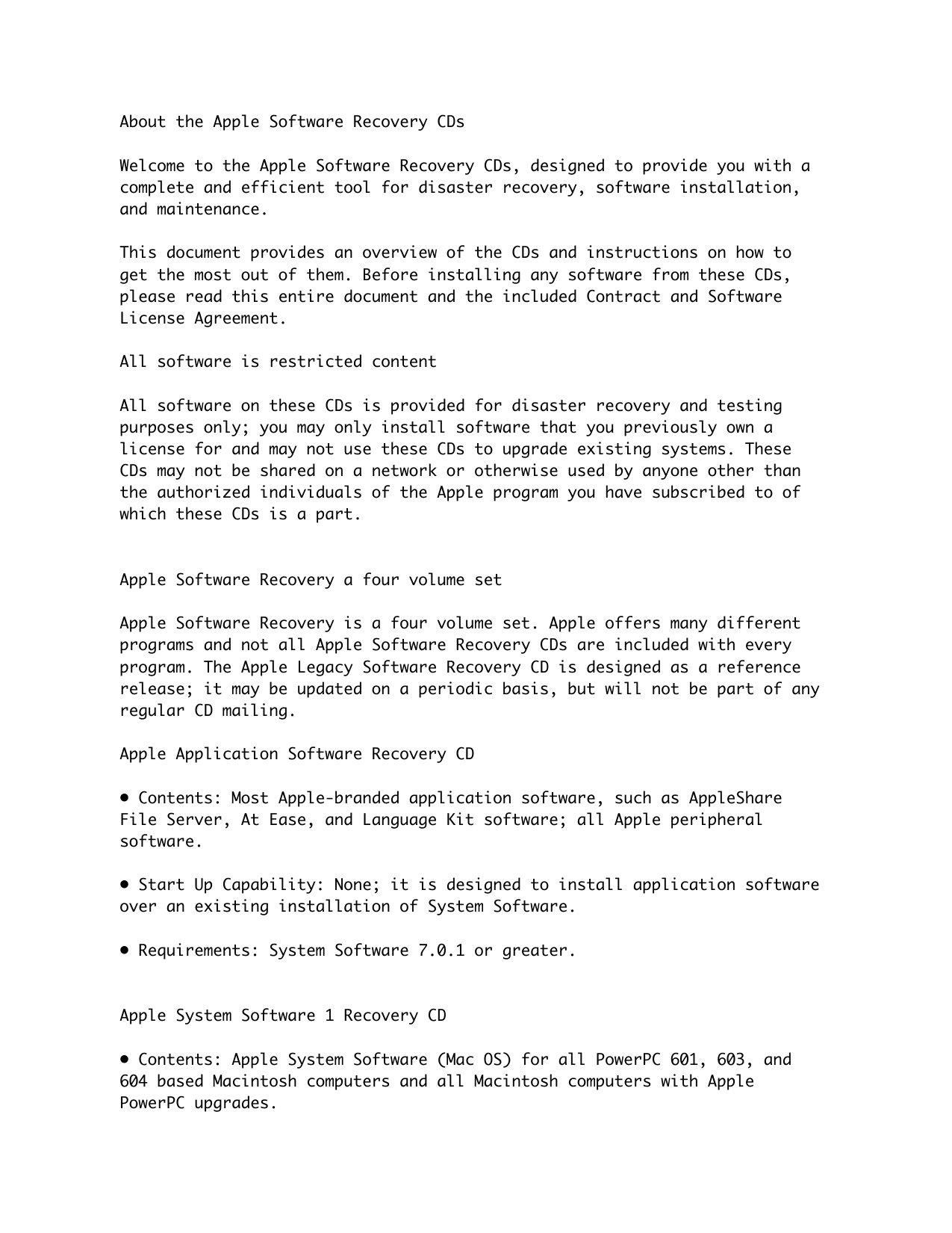 About Apple Recovery CD