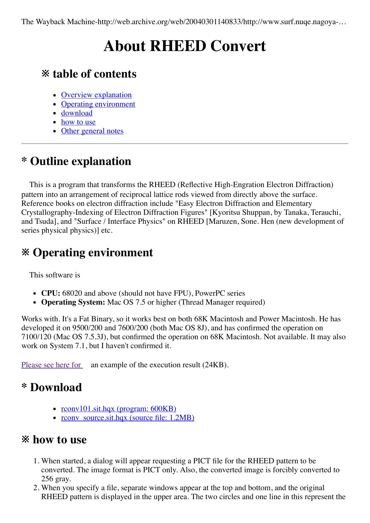 About RHEED Convert 0