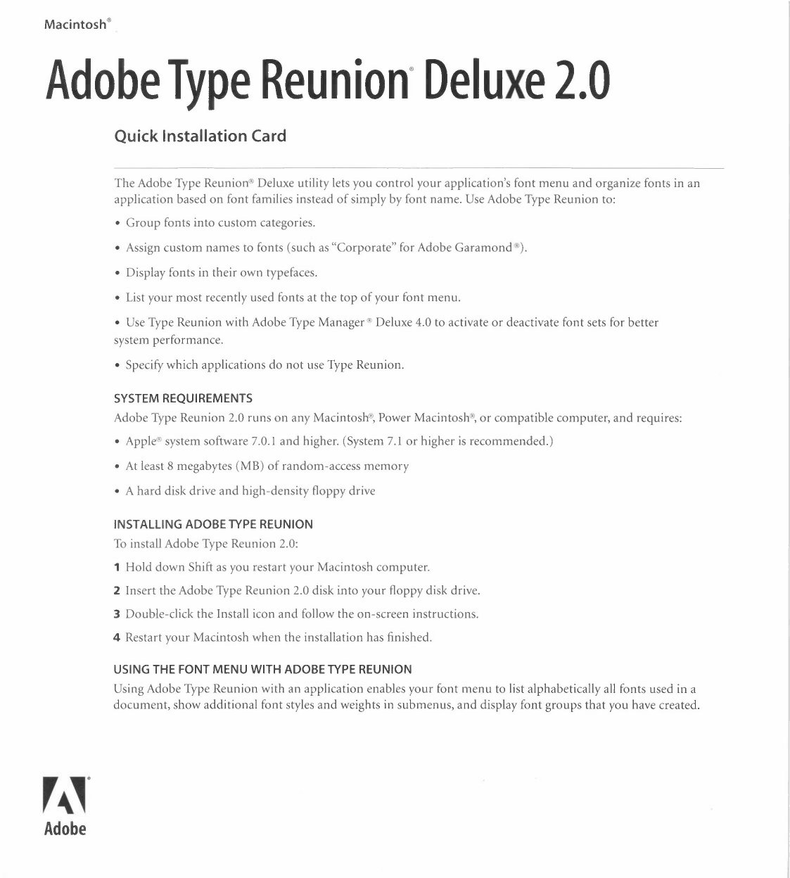 Adobe Type Reunion Deluxe 2.0