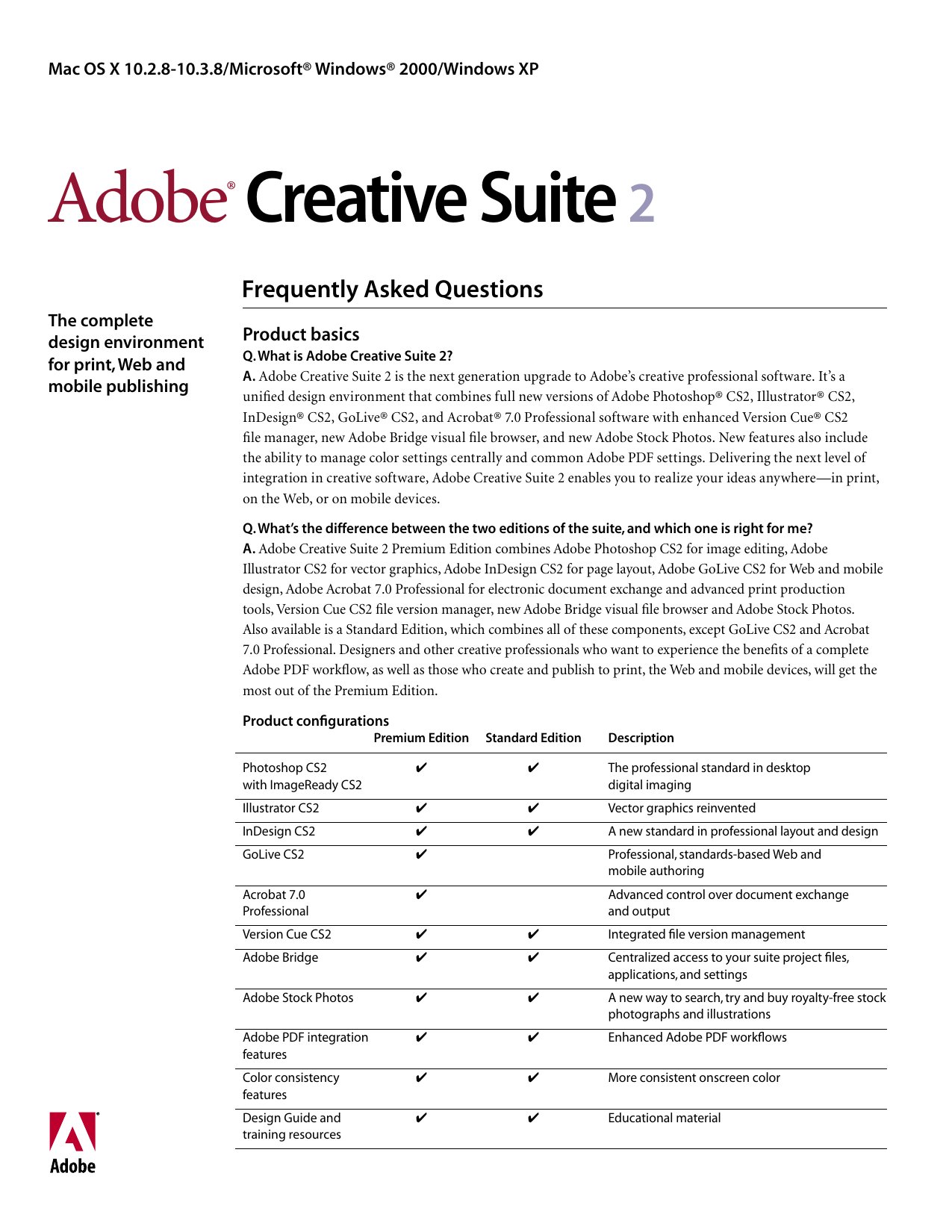 AdobeCreativeSuite2 FAQ