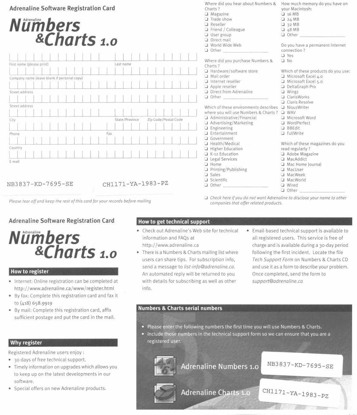 Adrenaline Software registration