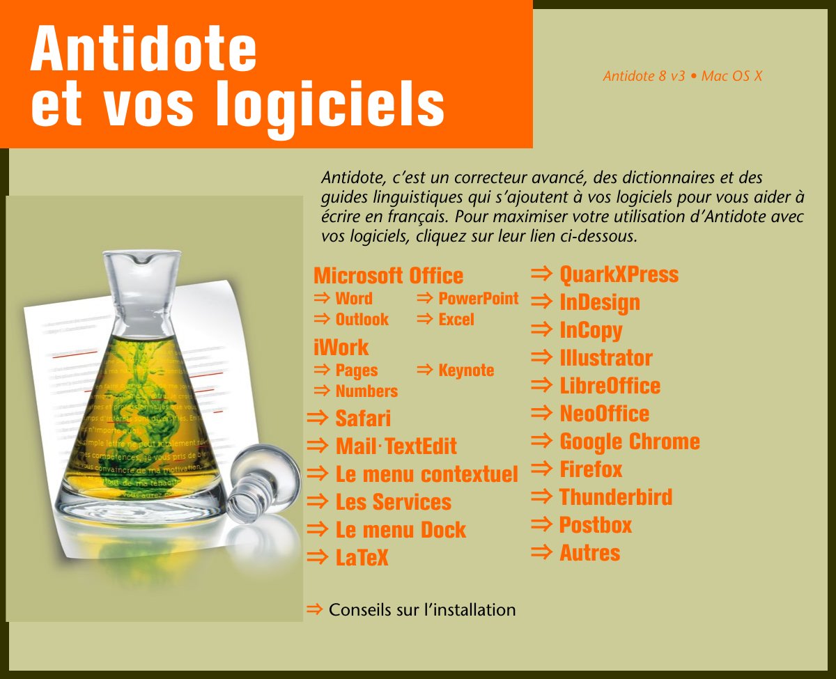 Antidote 8 et vos logiciels