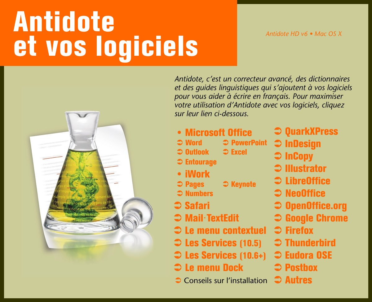 Antidote HD et vos logiciels