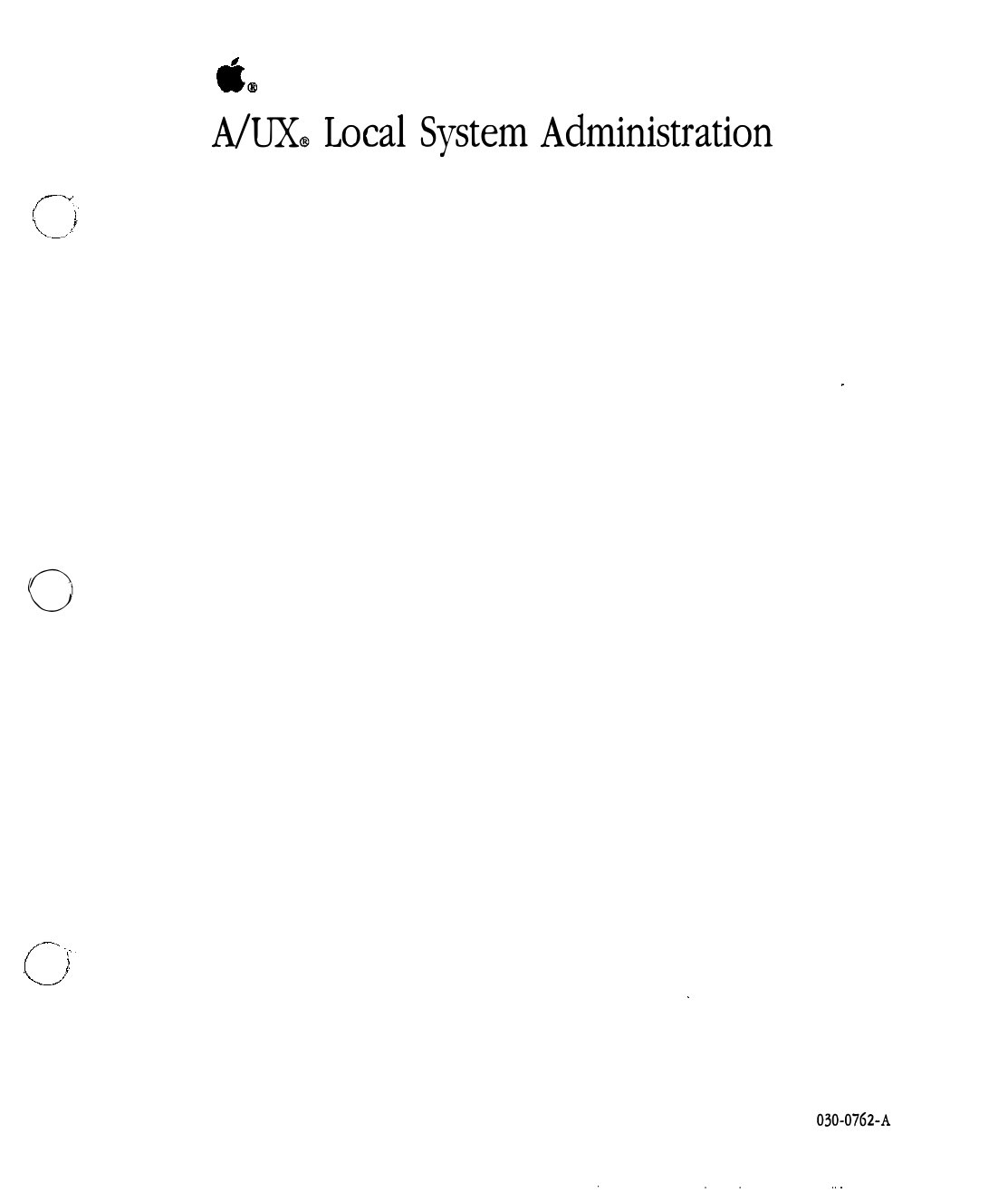 Apple A UX 30 Local System Administration
