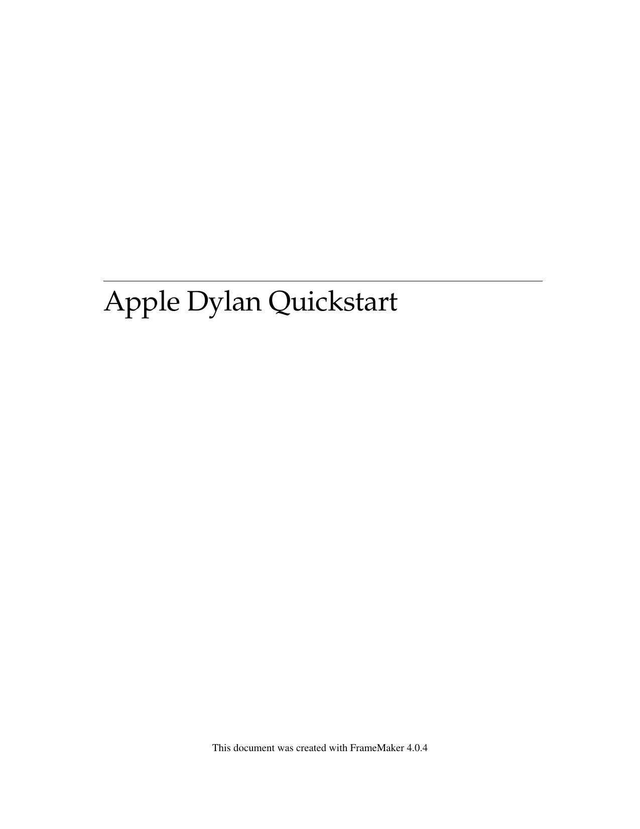 Apple Dylan Quickstart