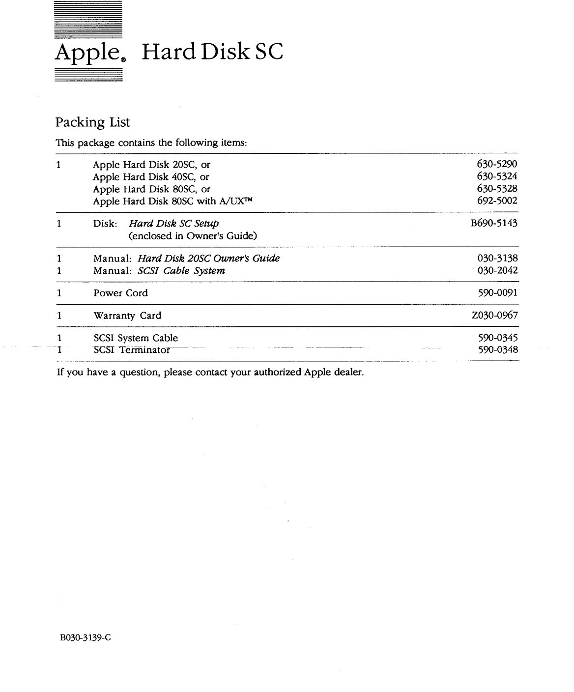 Apple Hard Disk SC Packing List b030 3139 c.pdf ebook