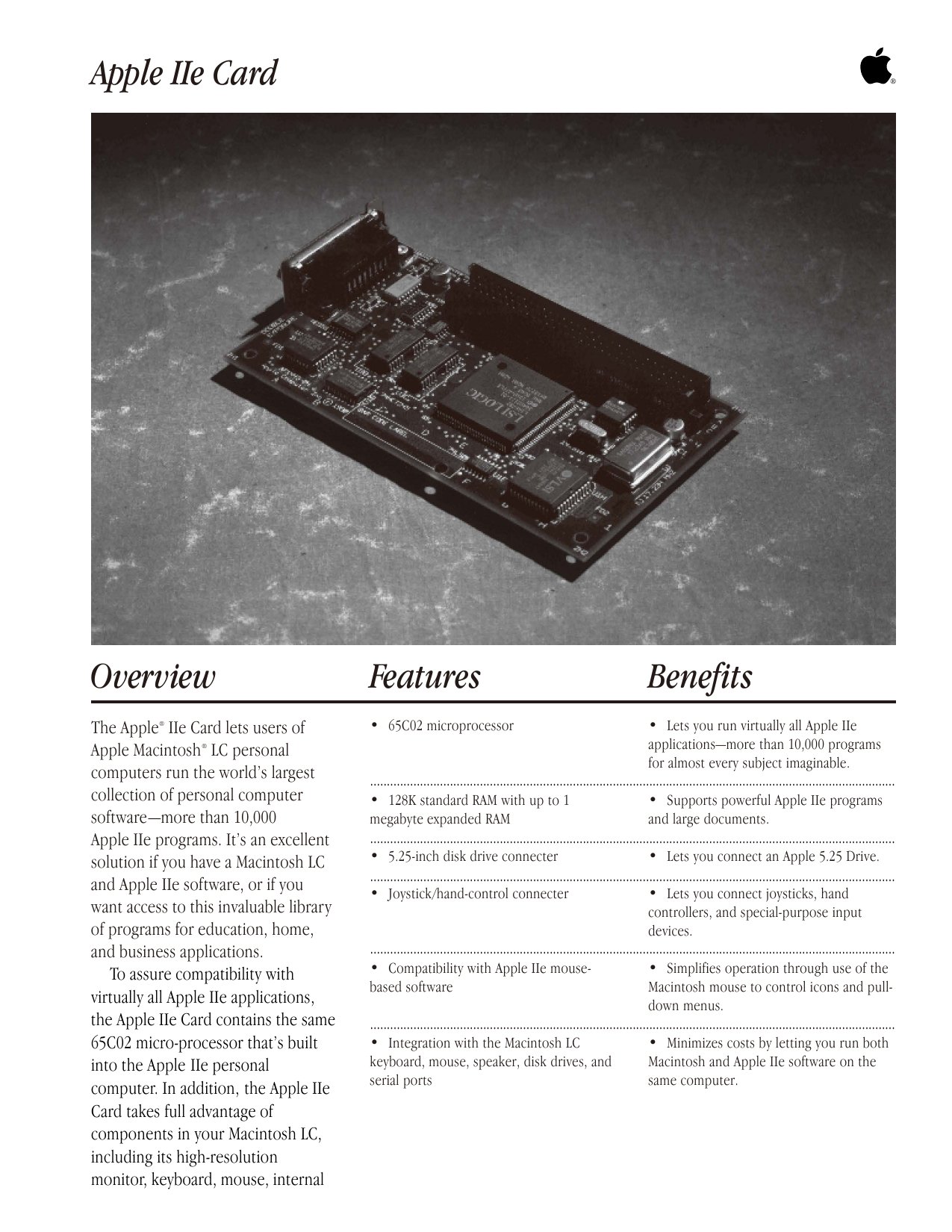 Apple IIe Card Brochure