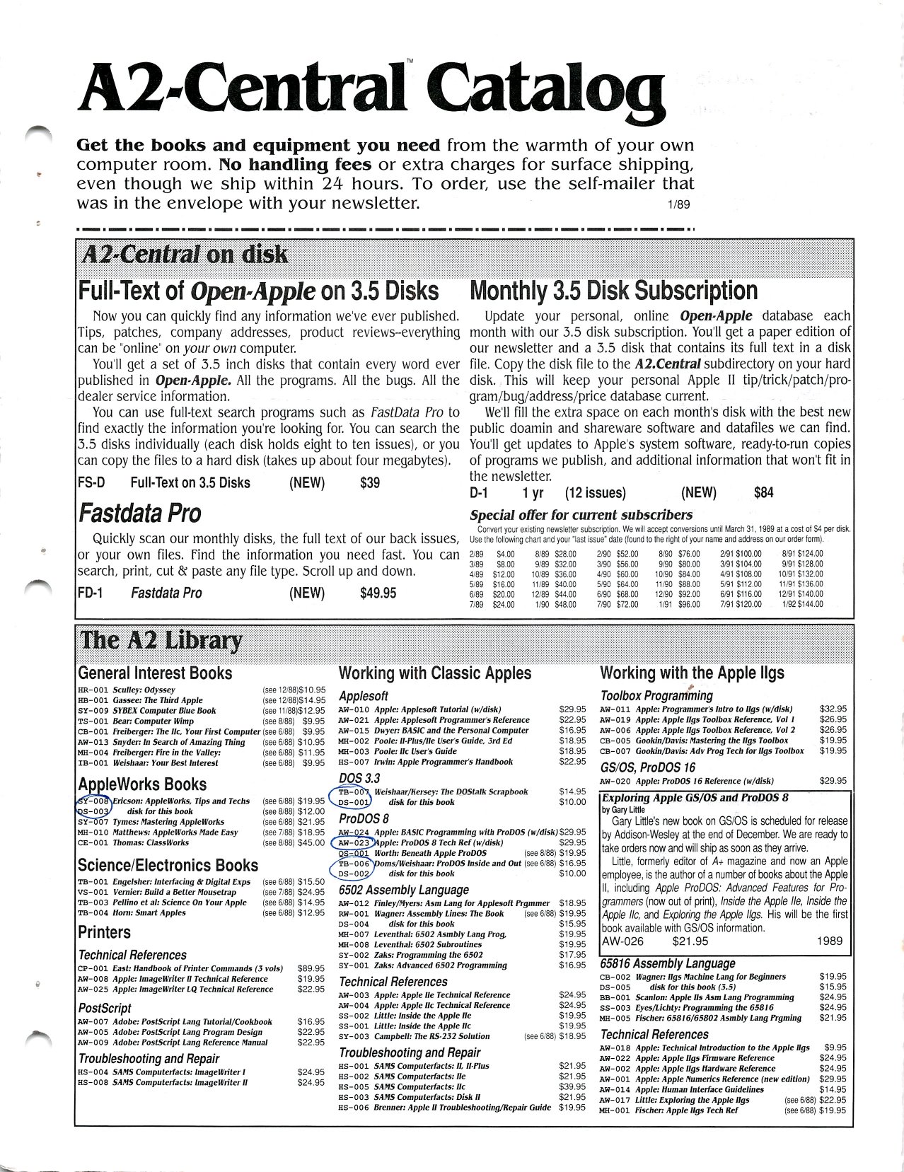 A2 Central Catalog 1989 01 January 1989
