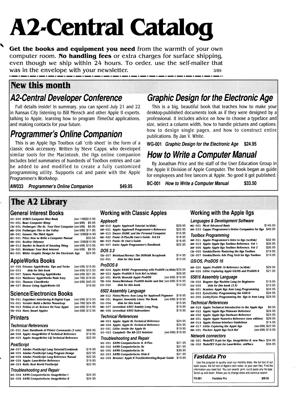 A2 Central Catalog 1989 03 March 1989