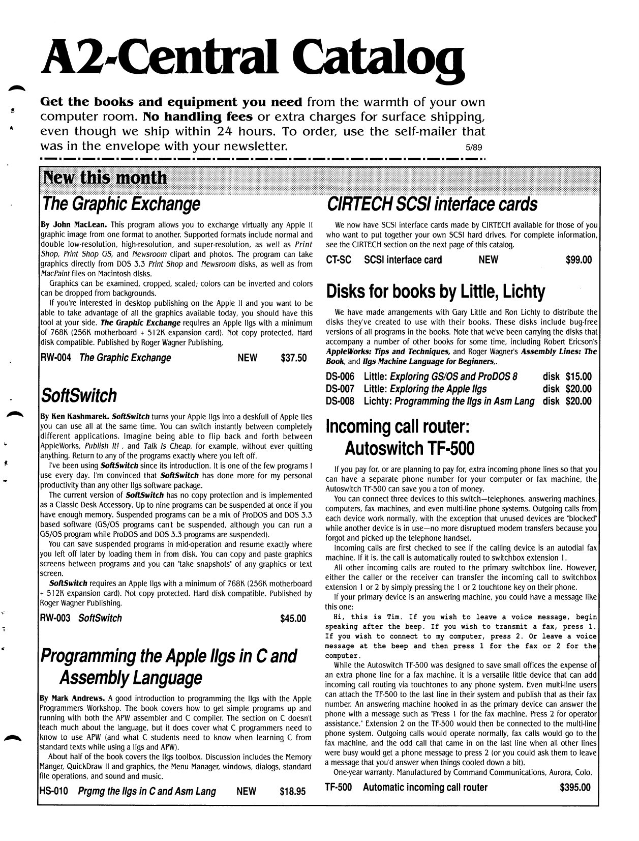 A2 Central Catalog 1989 05 May 1989