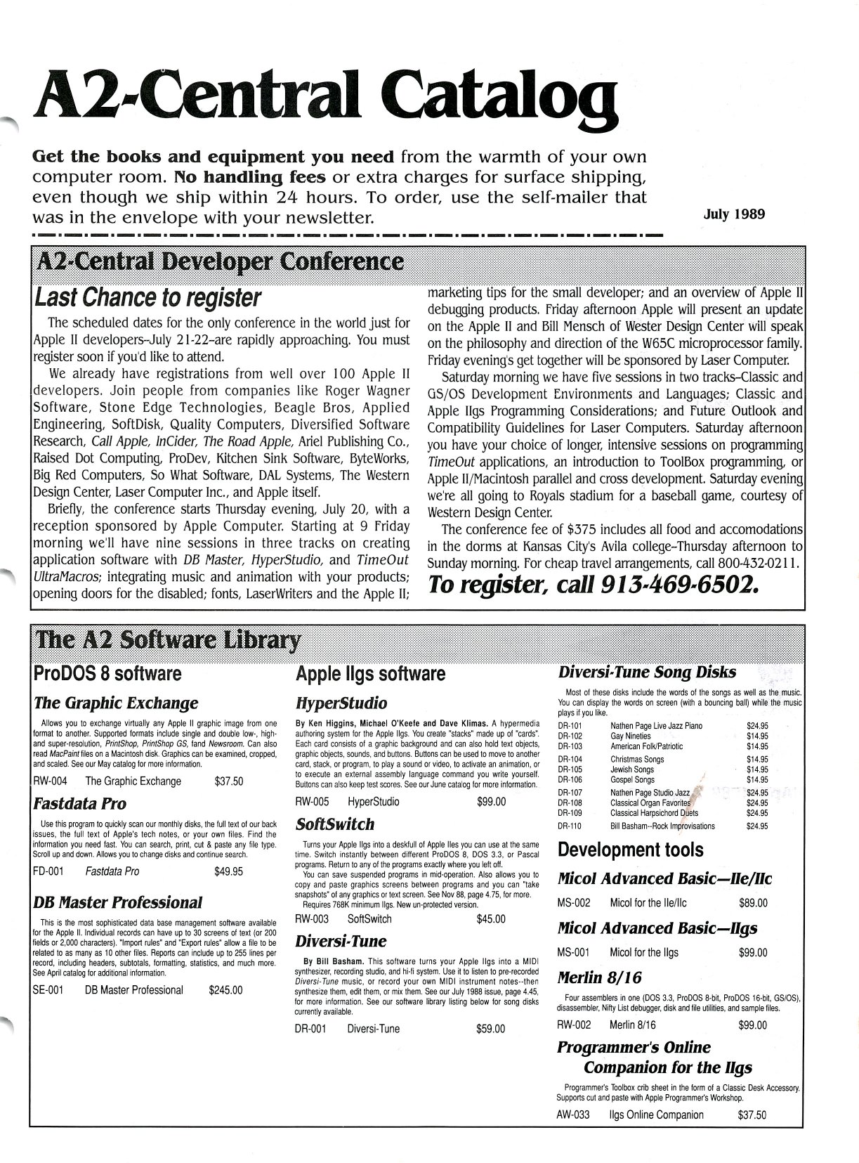 A2 Central Catalog 1989 07 July 1989