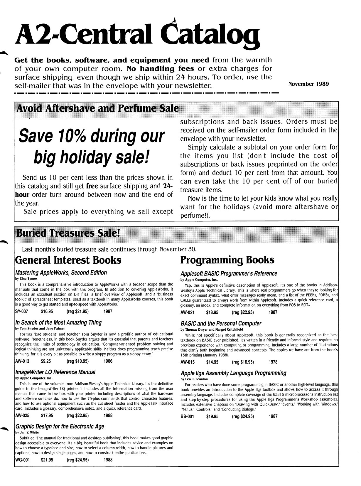 A2 Central Catalog 1989 11 November 1989