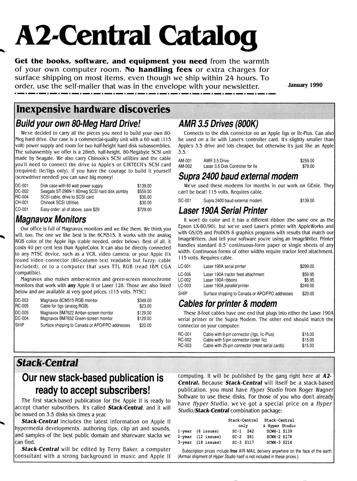 A2 Central Catalog 1990 01 January 1990