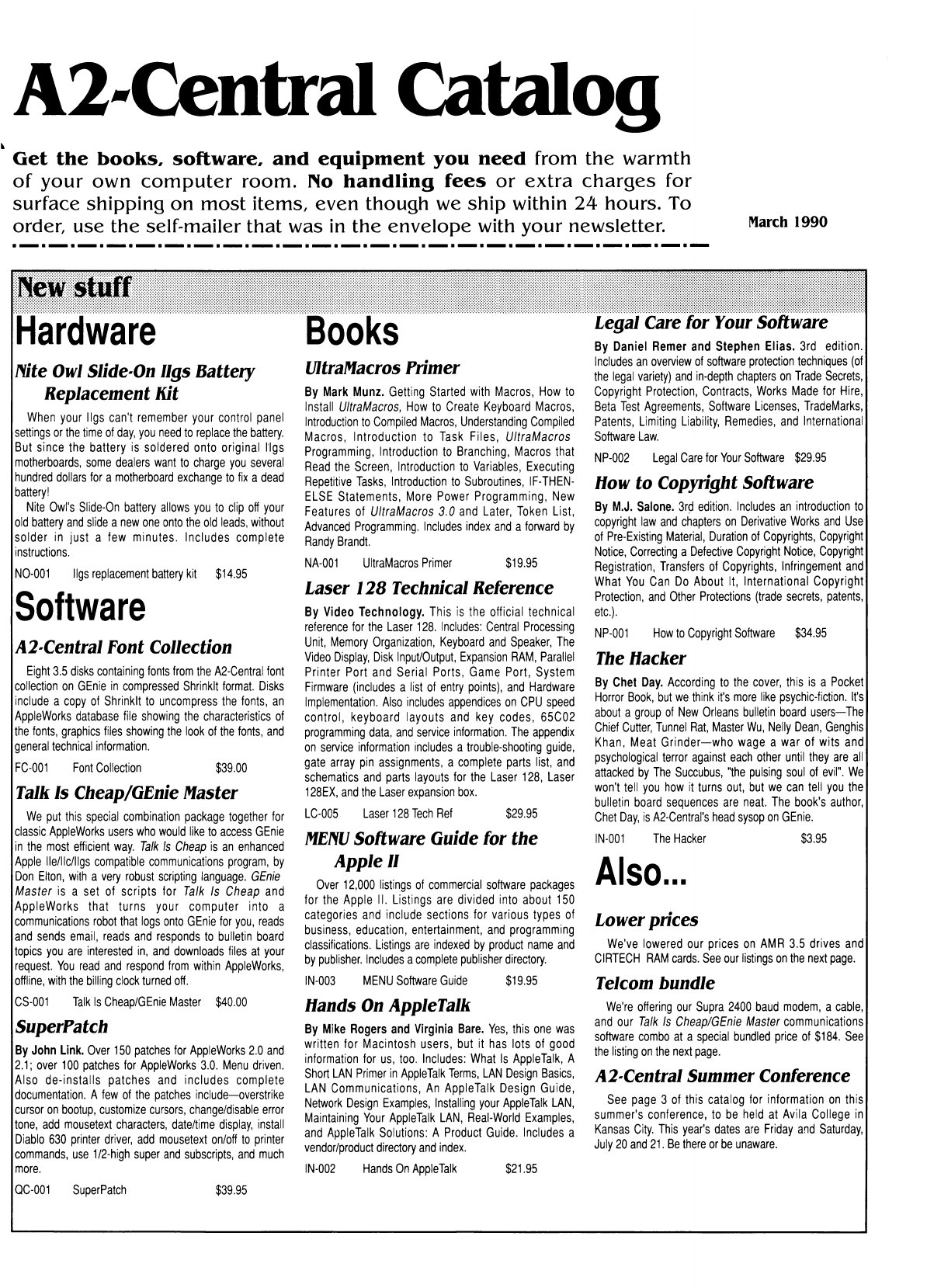 A2 Central Catalog 1990 03 March 1990