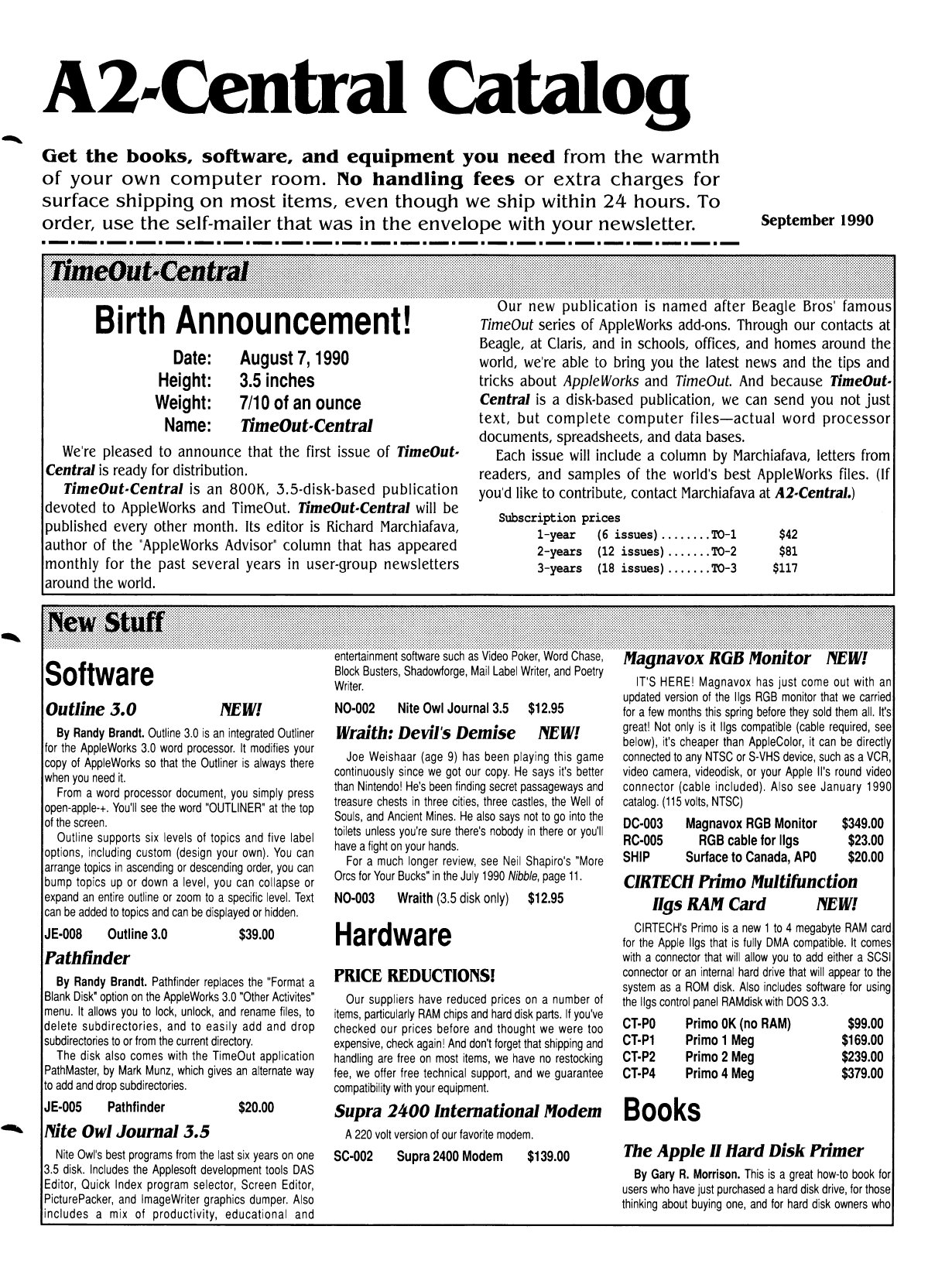 A2 Central Catalog 1990 09 September 1990