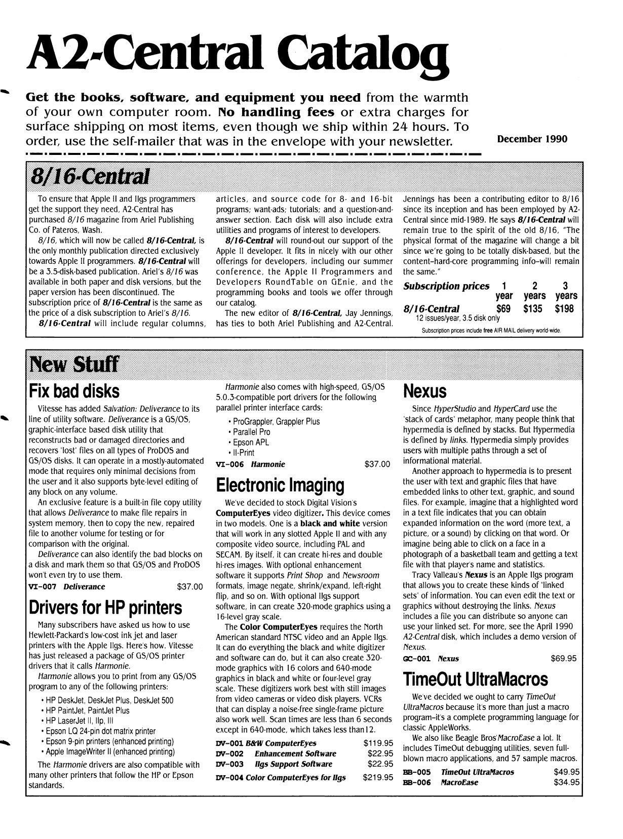 A2 Central Catalog 1990 12 December 1990