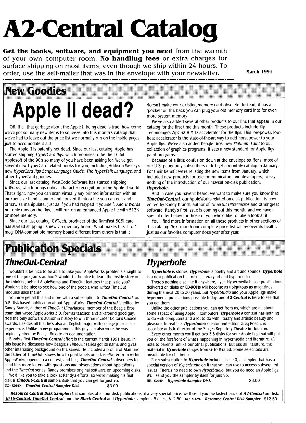 A2 Central Catalog 1991 03 March 1991