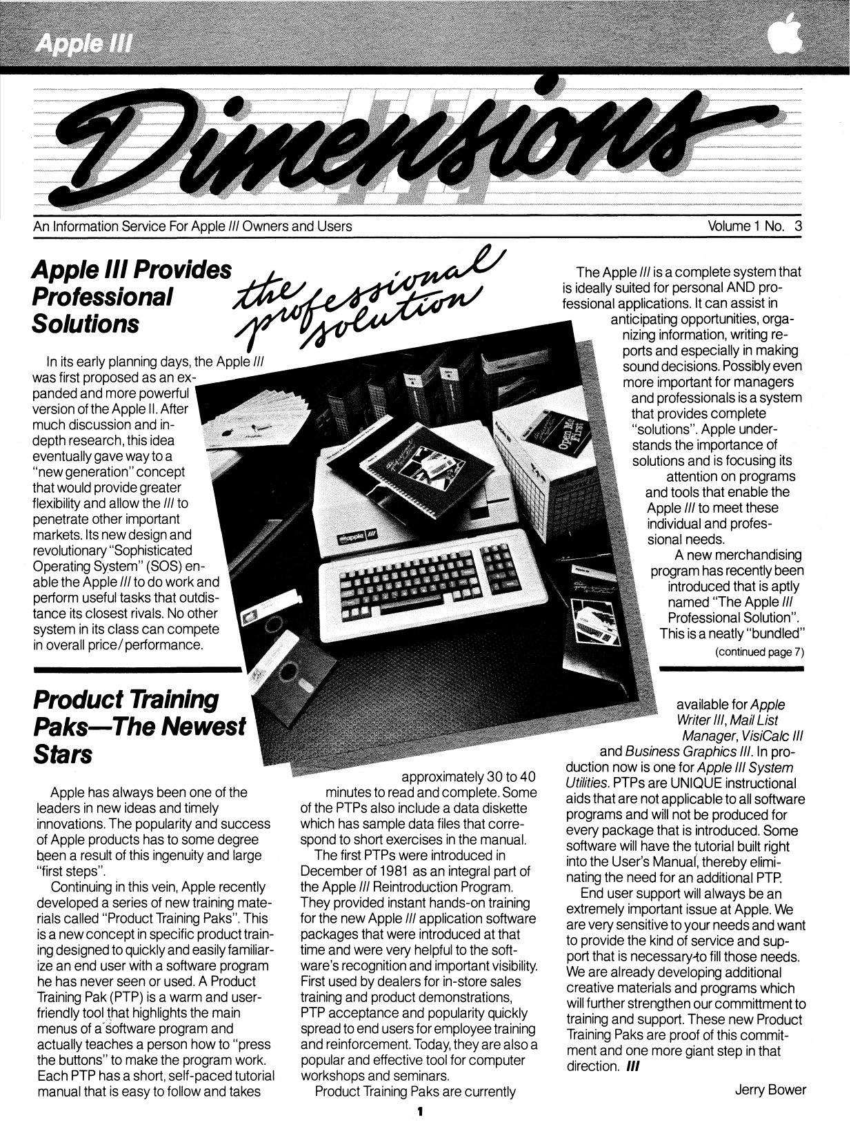 Apple III Dimensions Volume 1 Number 3 1982 07 Apple US