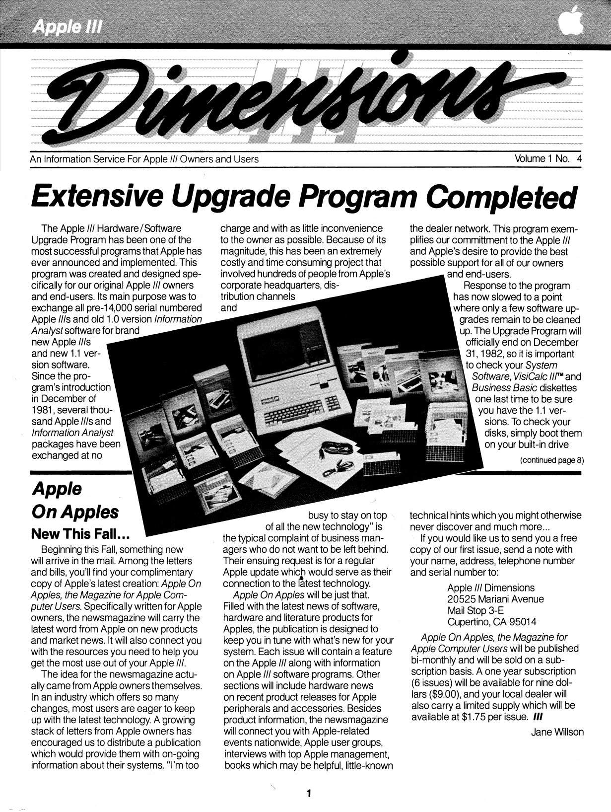 Apple III Dimensions Volume 1 Number 4 1982 09 Apple US