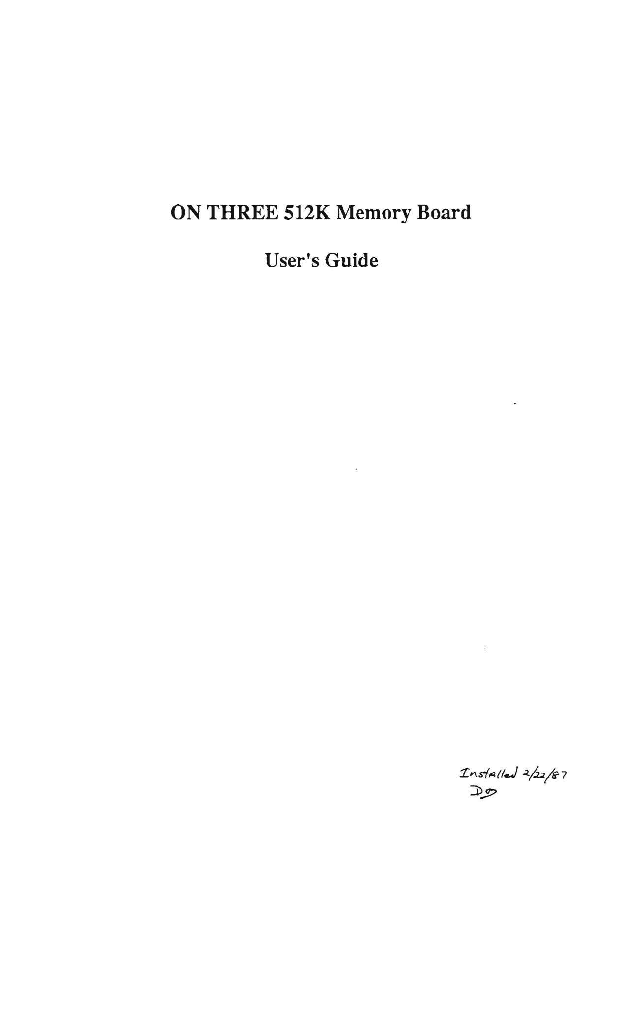 OnThree 512K RAM Users Guide
