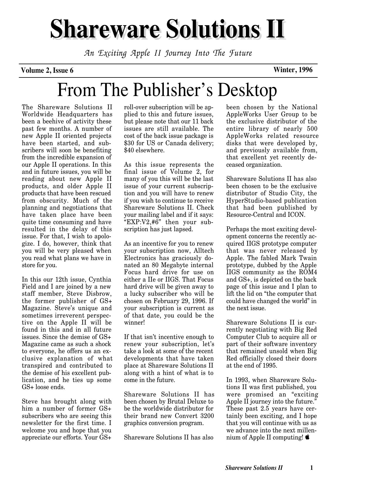 Shareware Solutions II Volume 2 Issue 6 1996 01 Kohn Joe US