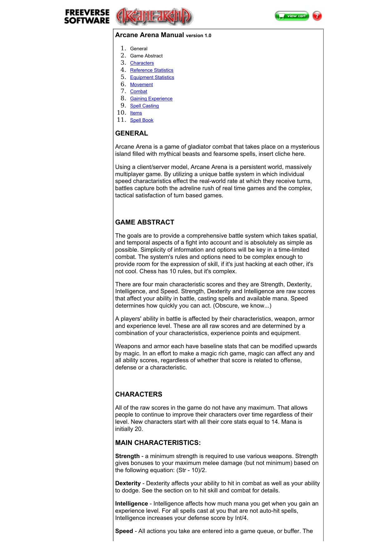 ArcaneArena Manual
