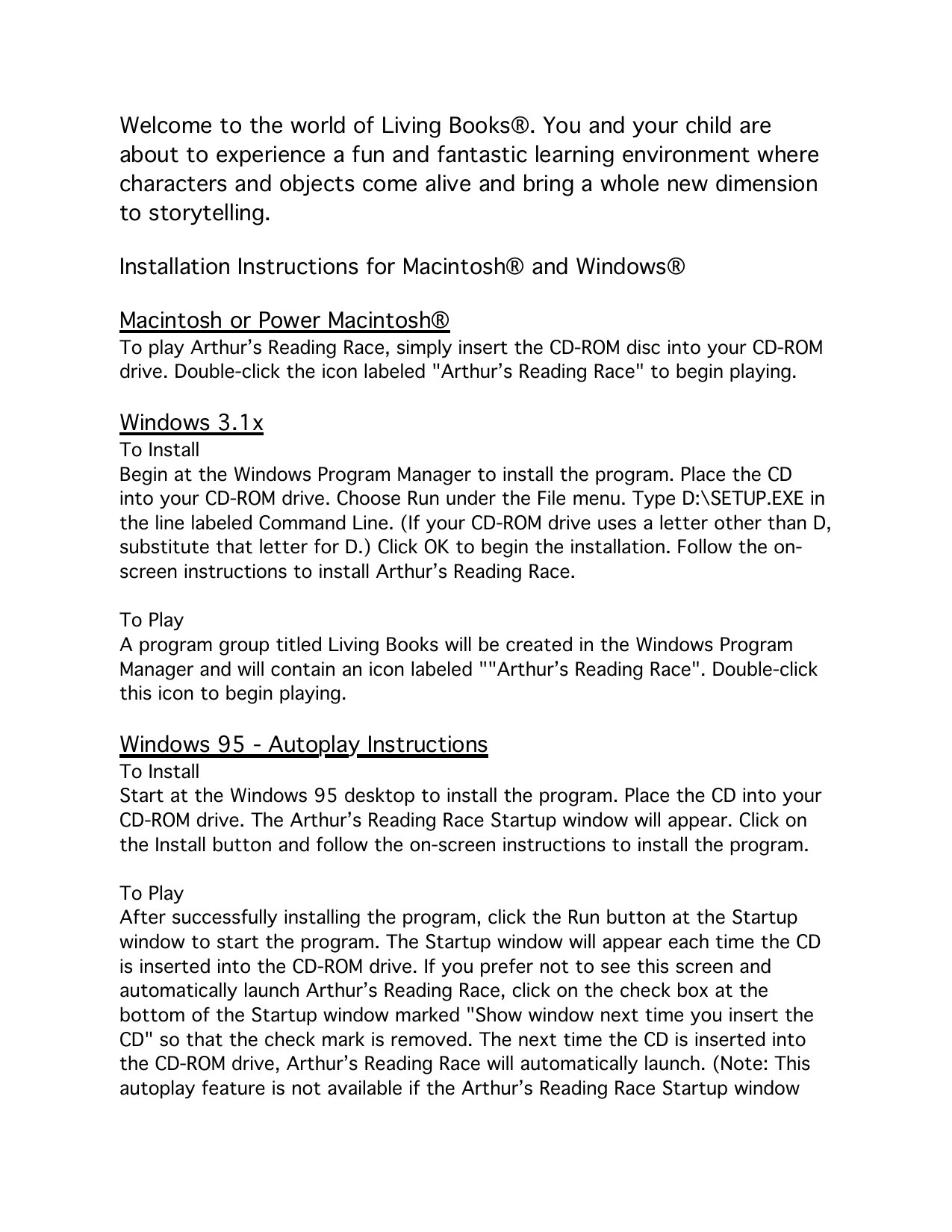 ARR User Guide Read Me