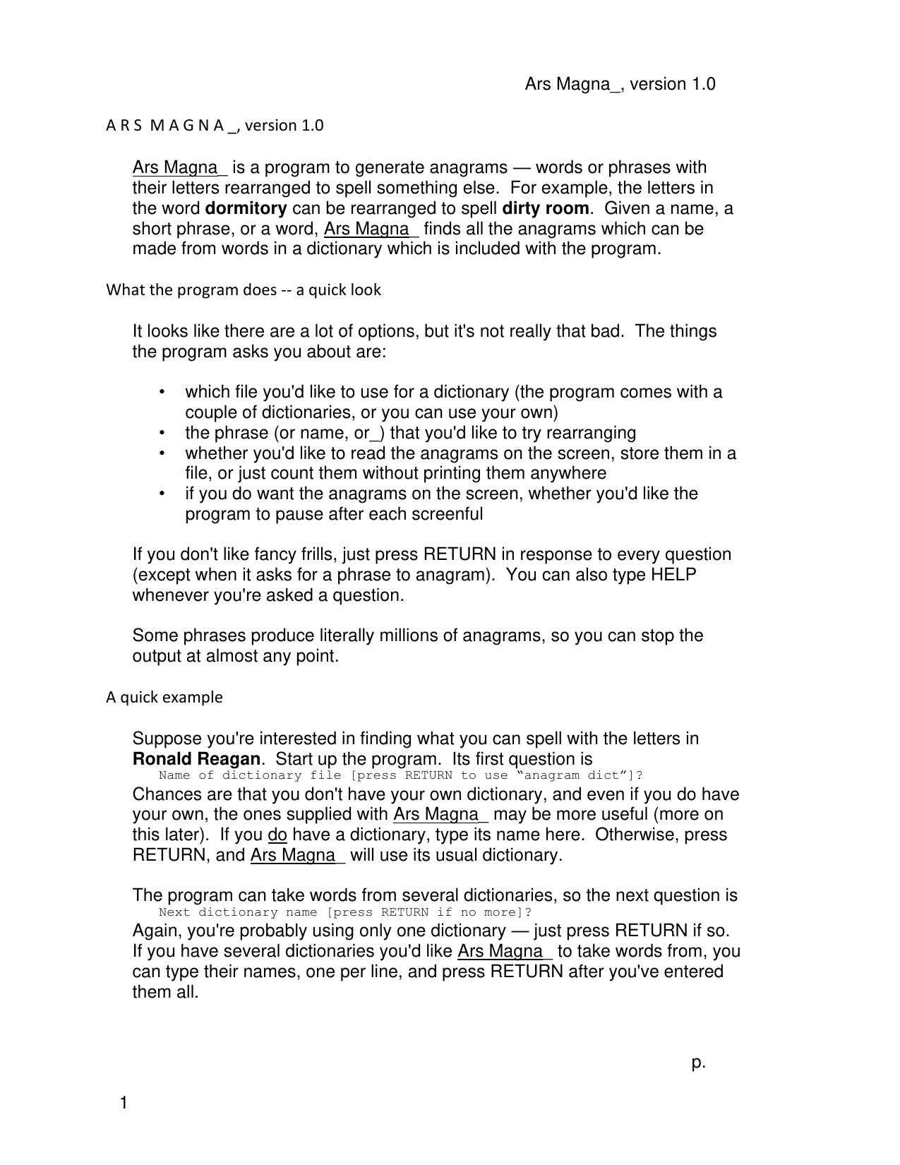 Ars Magna ReadMe