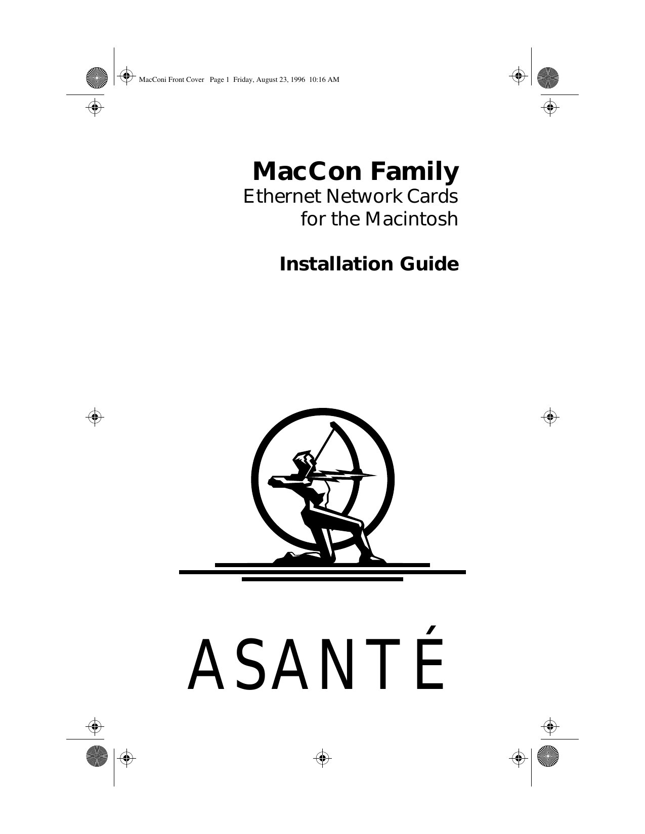 Asante MacCon Mac Ethernet Cards Installation Guide 1994
