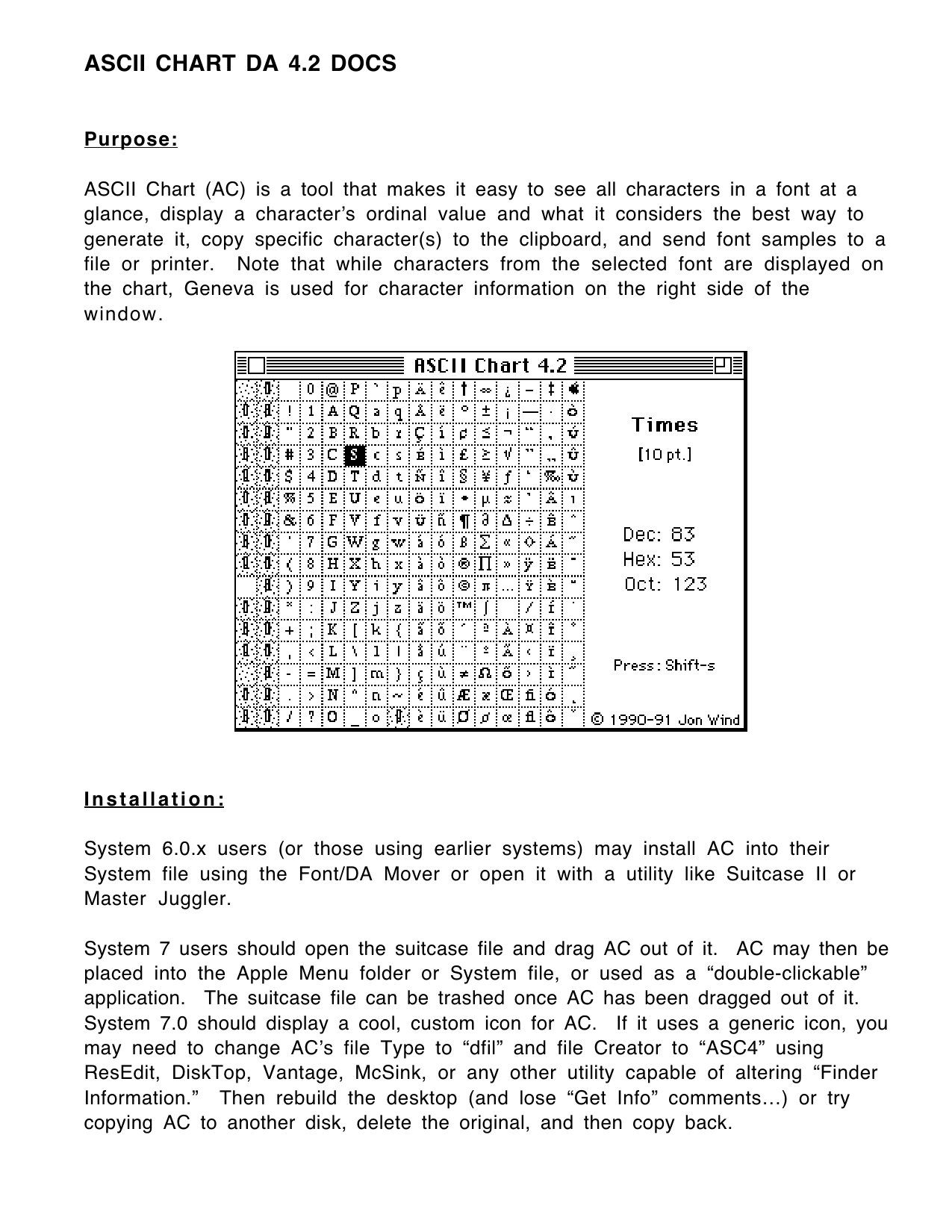 ASCII Chart 4.2 Docs