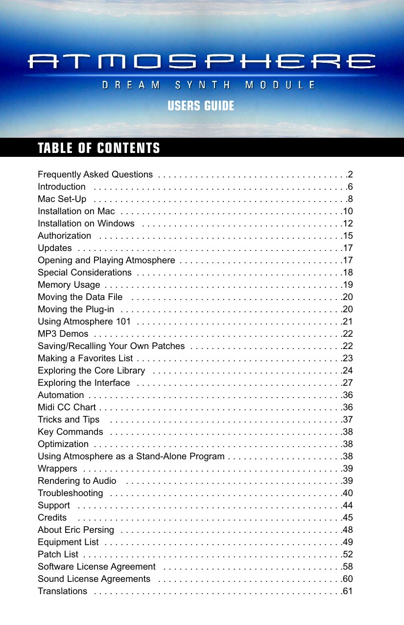 Atmosphere Users Guide