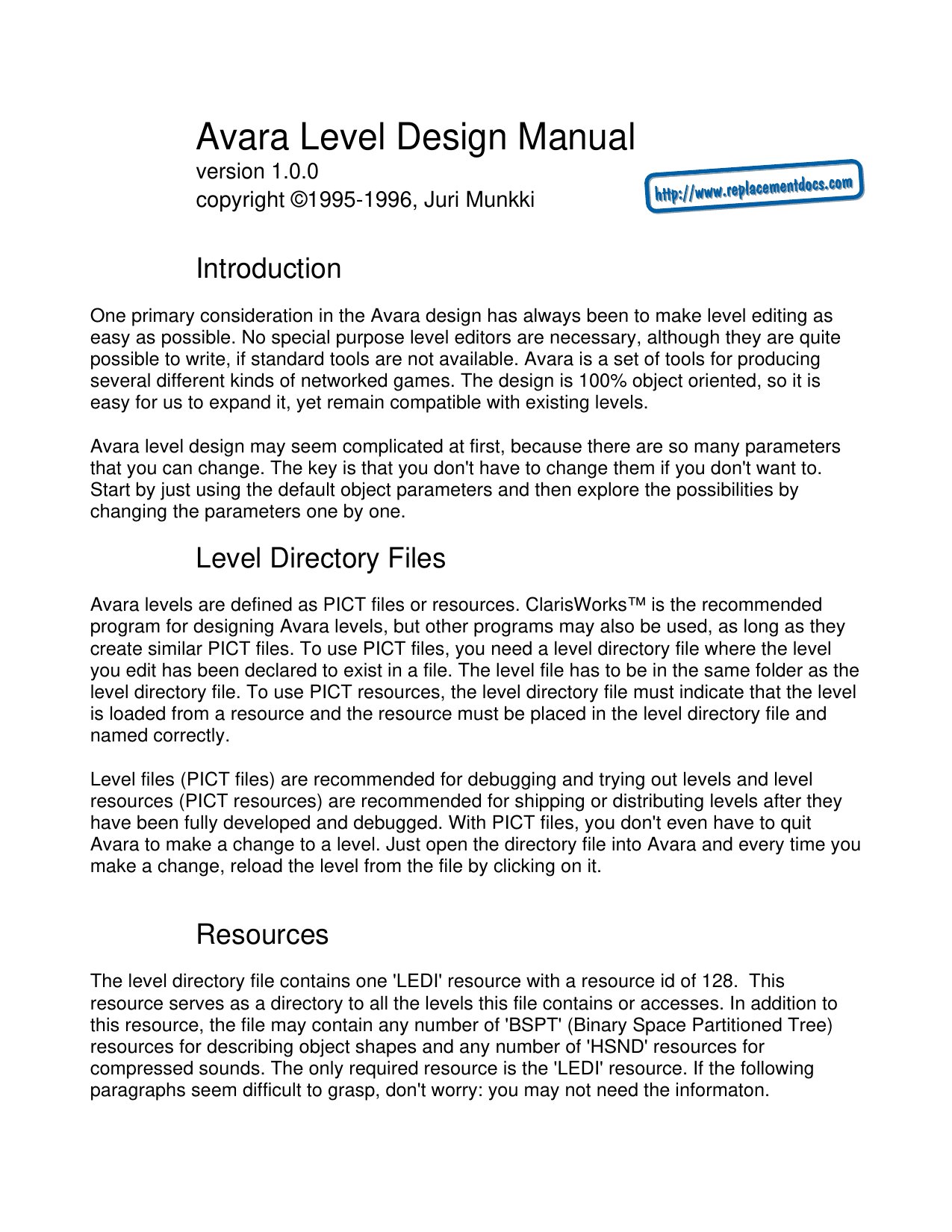 Avara Level Design Manual