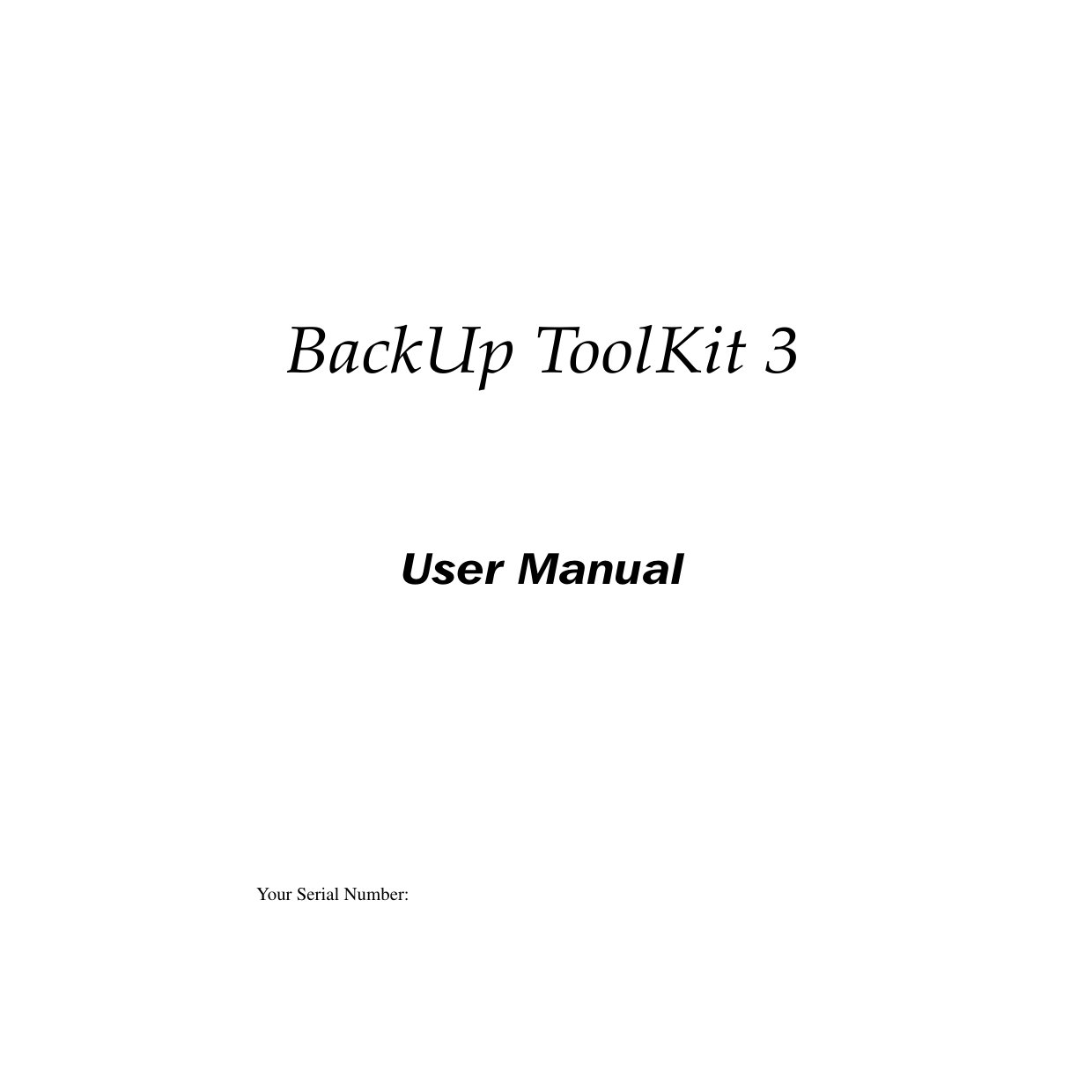 BackUp ToolKit 3 Manual
