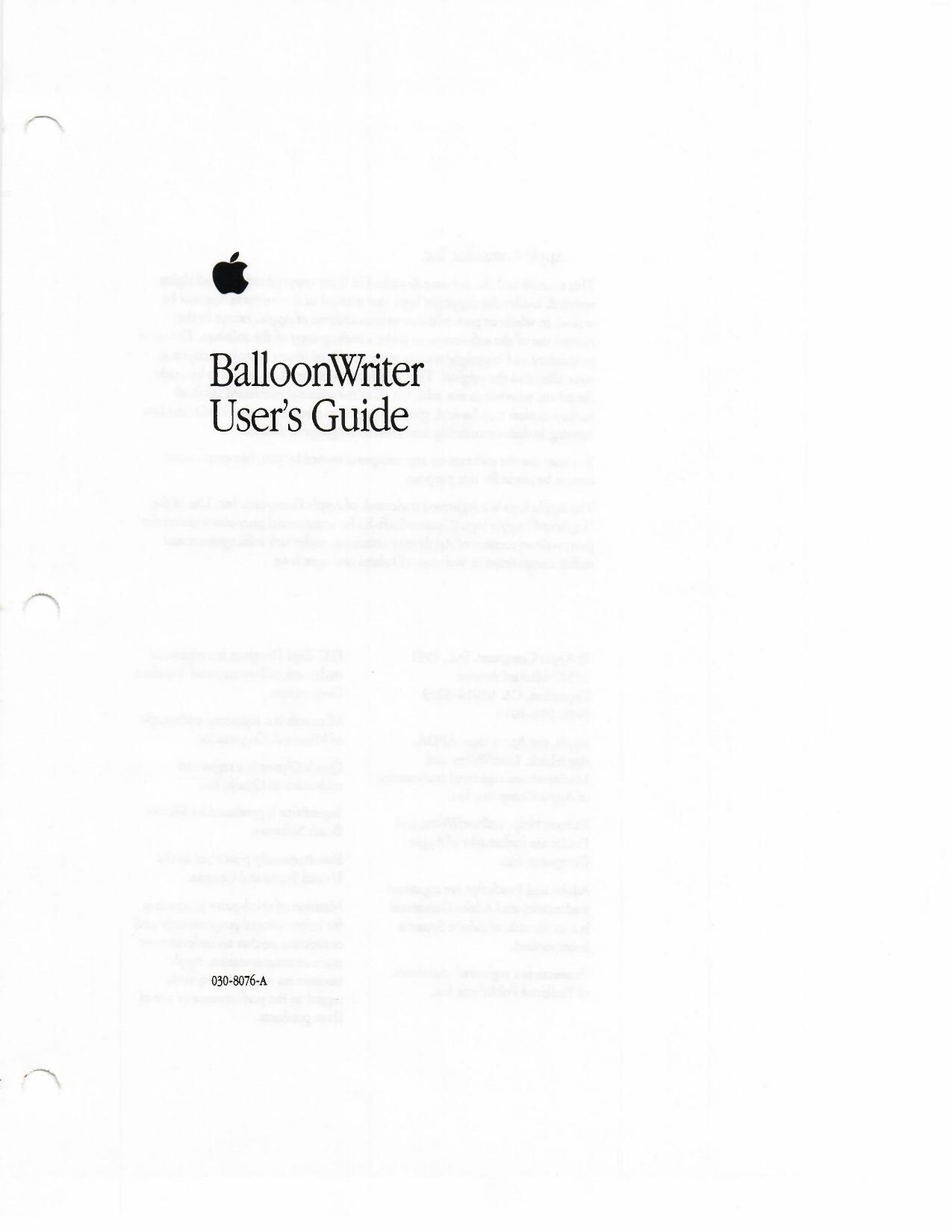 BalloonWriter Users Guide