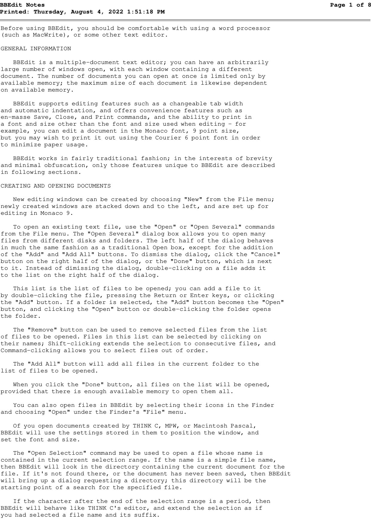 BBEdit Notes