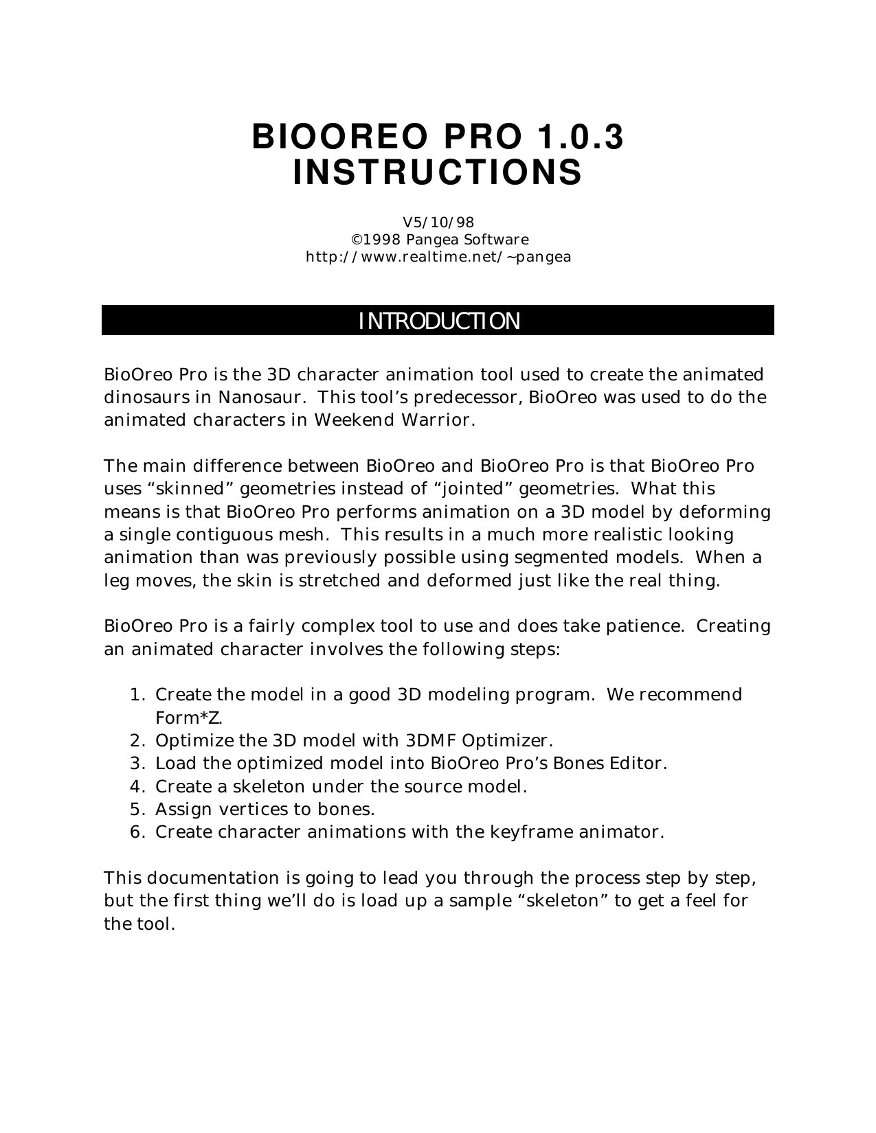 BioOreo Instructions