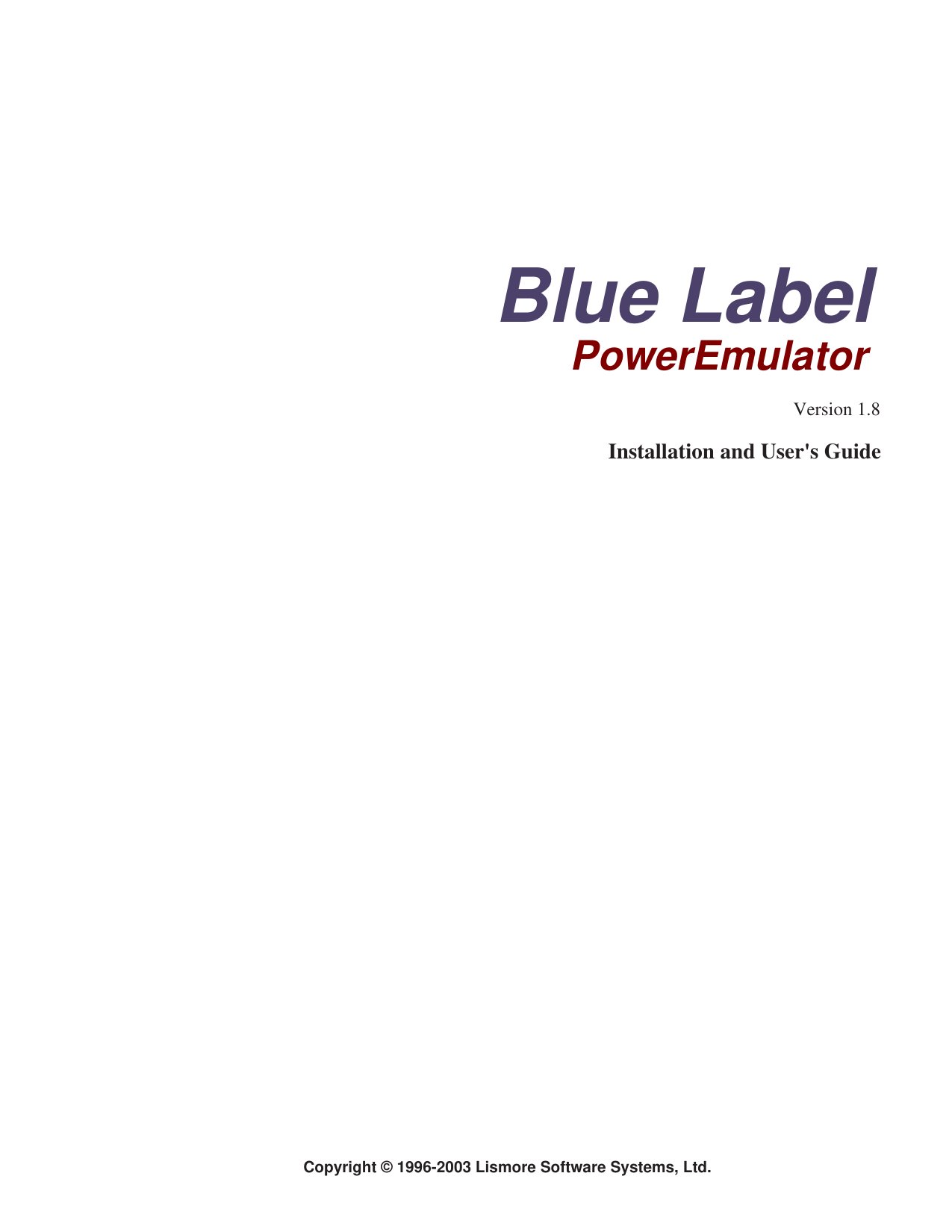 Blue Label User Guide