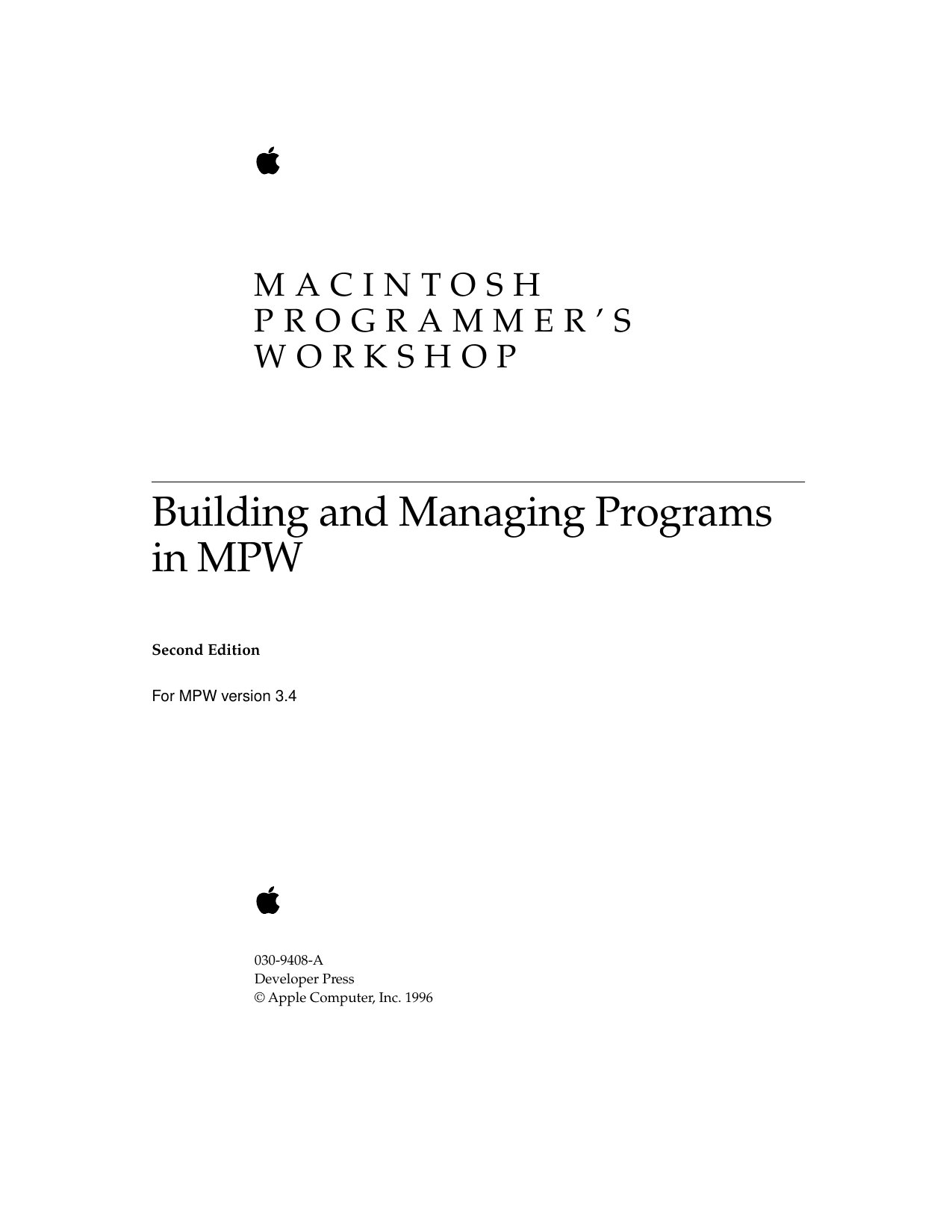 Building and Managing Programs in MPW 2ed