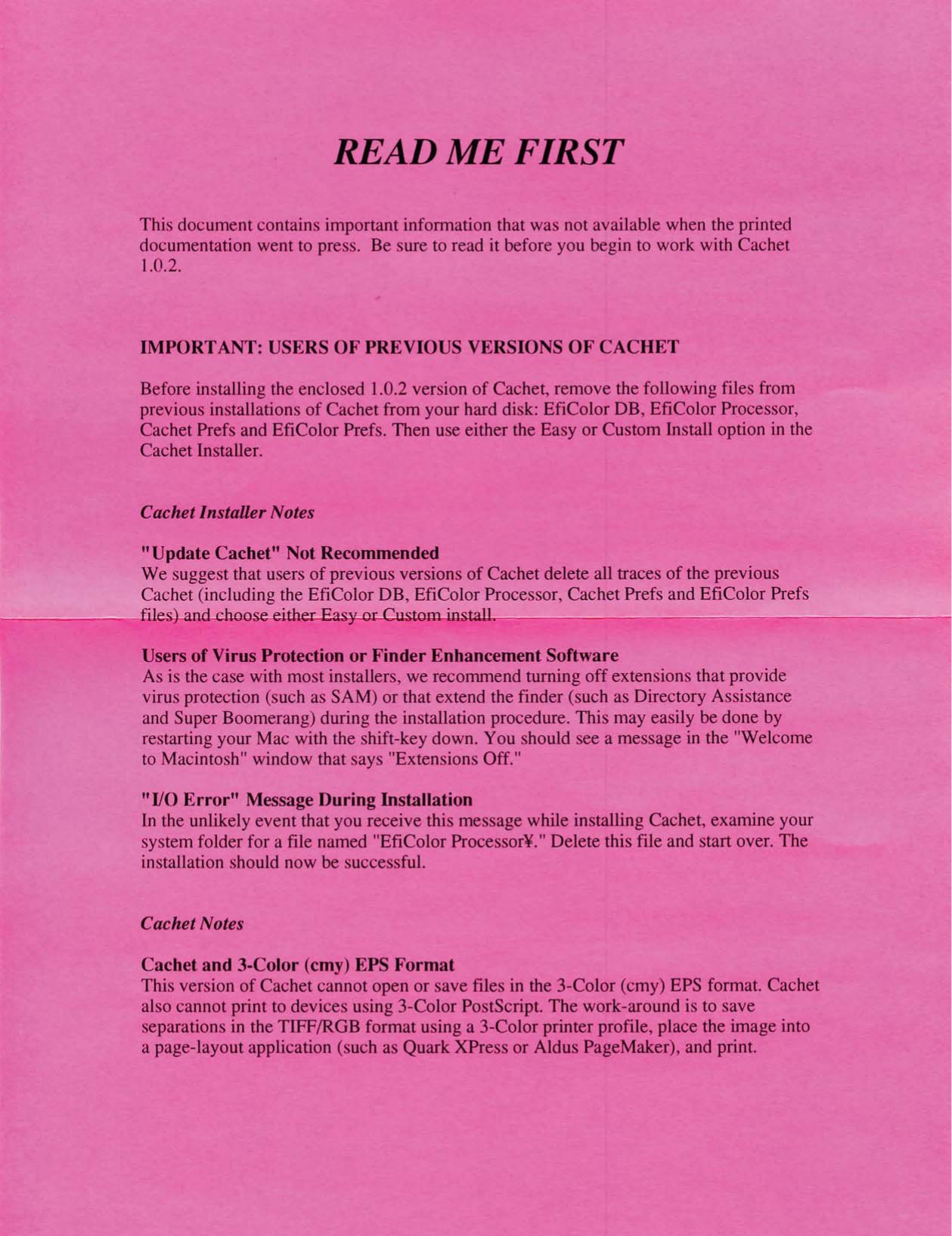 Cachet Read Me First 0