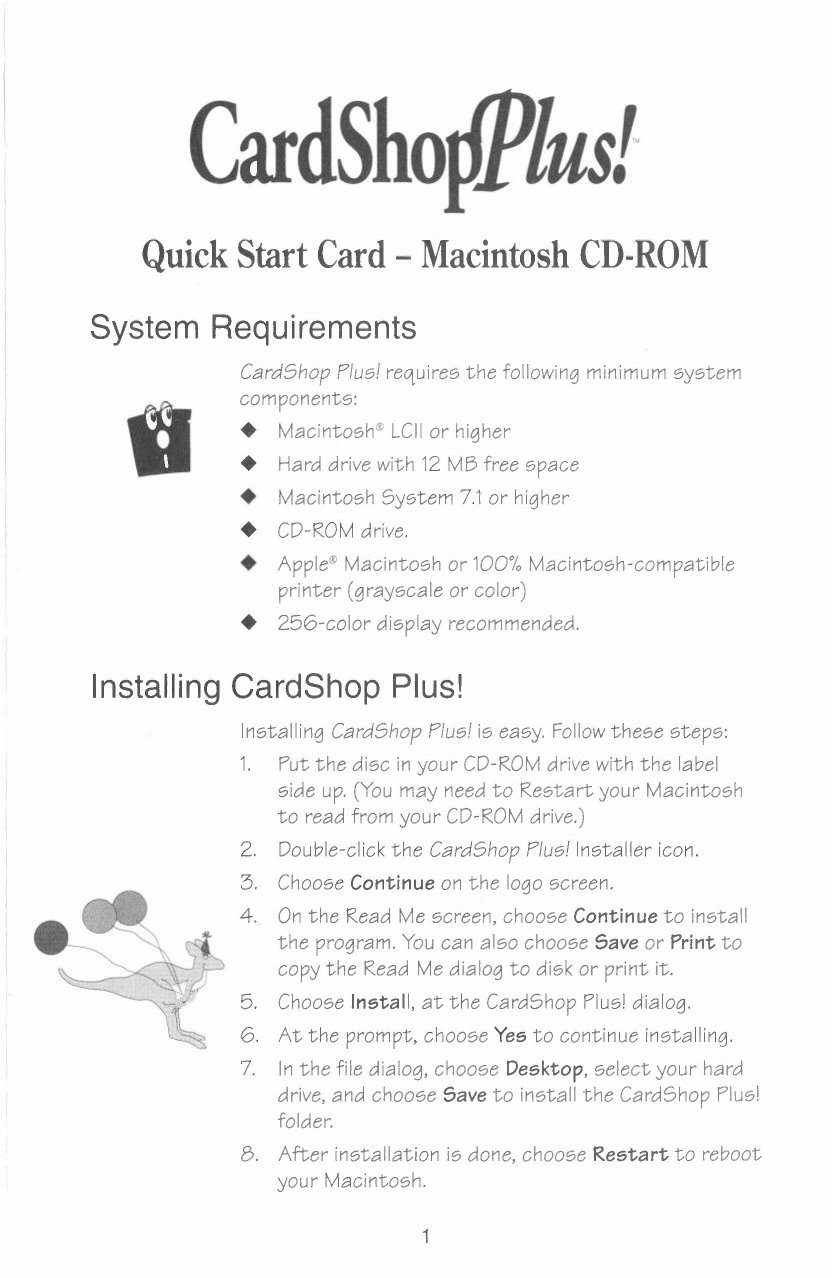 CardShop Plus Quick Reference