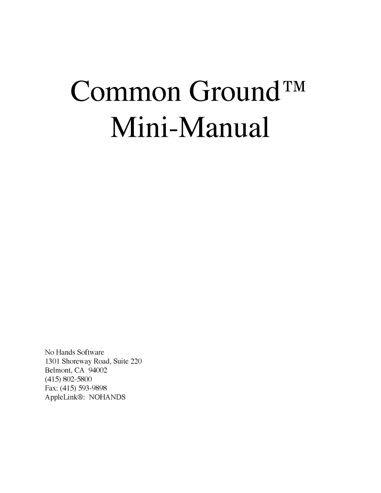 CG Mini Manual