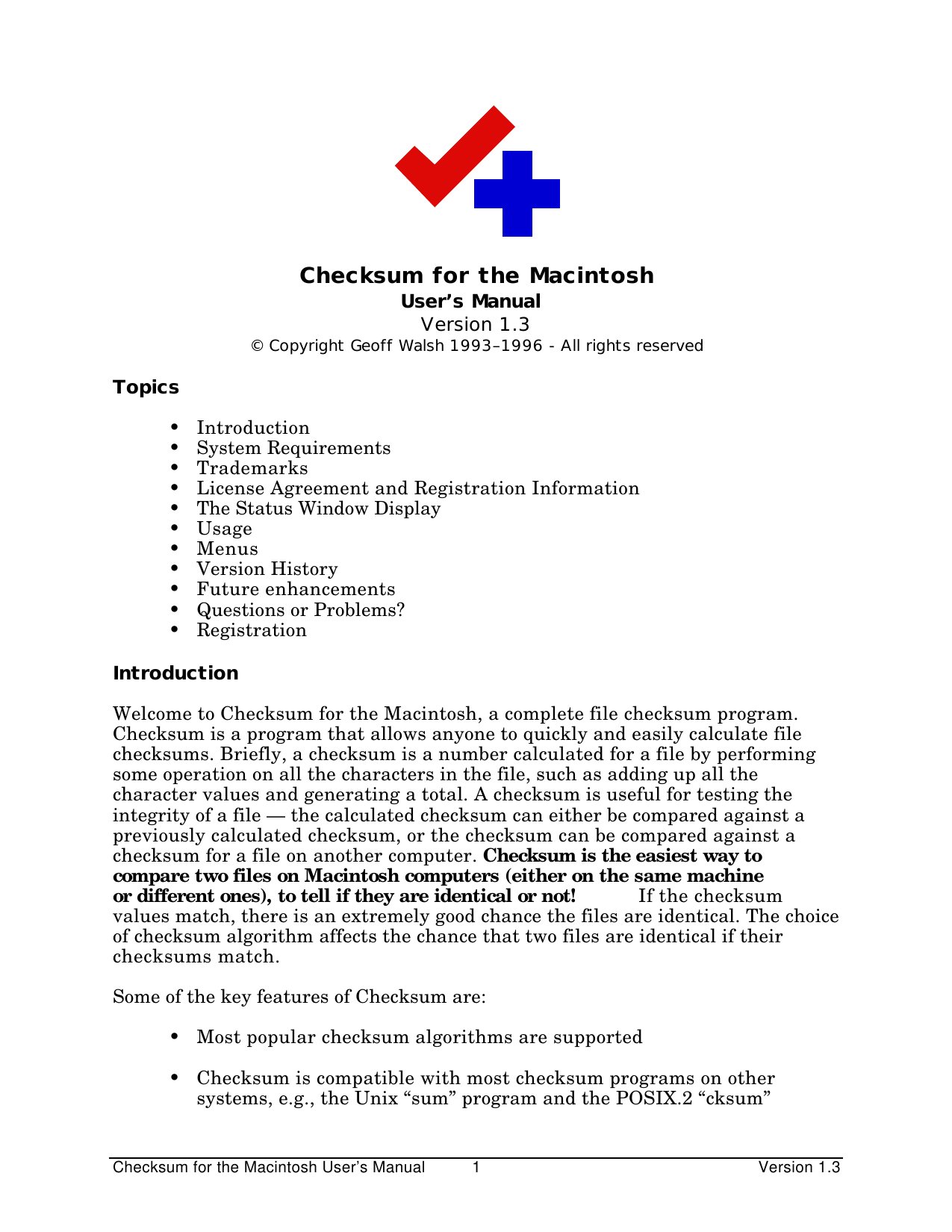 Checksum 1.3 Users Manual 1
