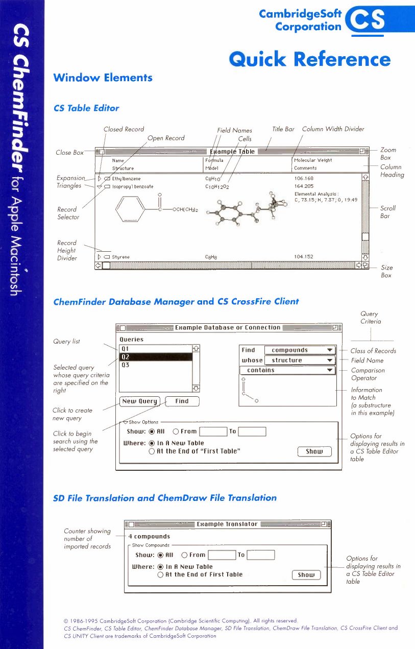 ChemFinder Quick Reference