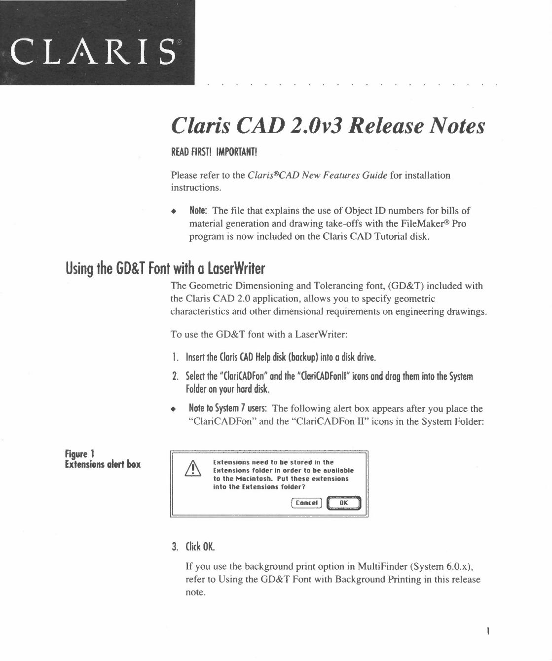 Claris CAD 2.0v3 Release Notes