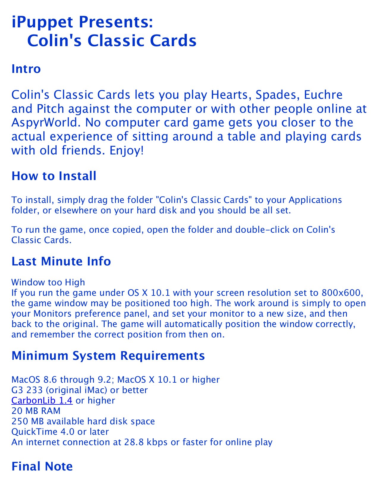 Colins Classic Cards