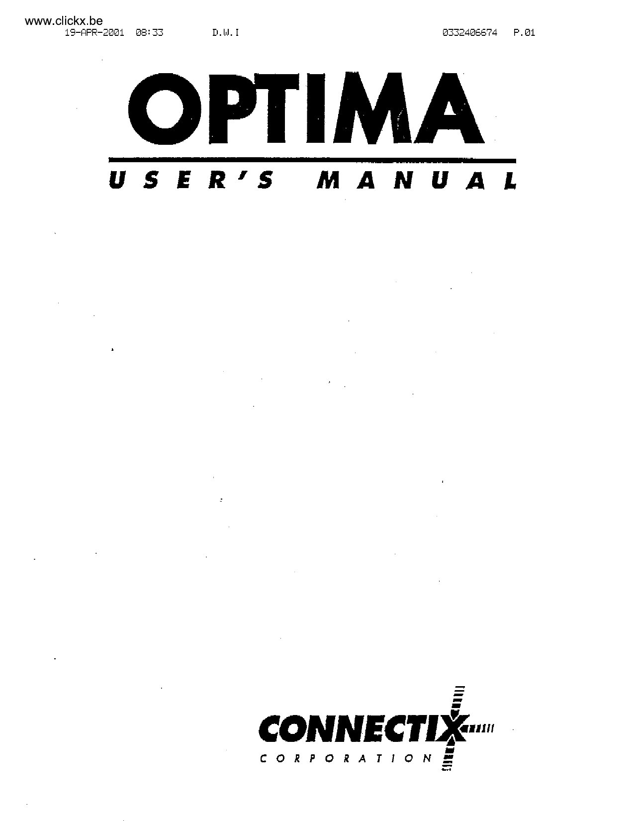 Connectix Optima 1 0 manual