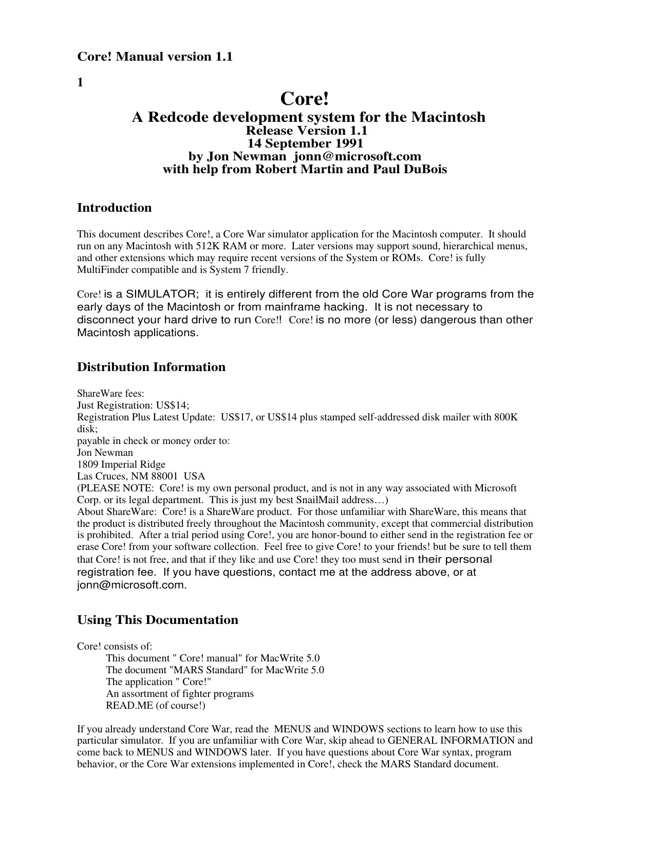 Core manual