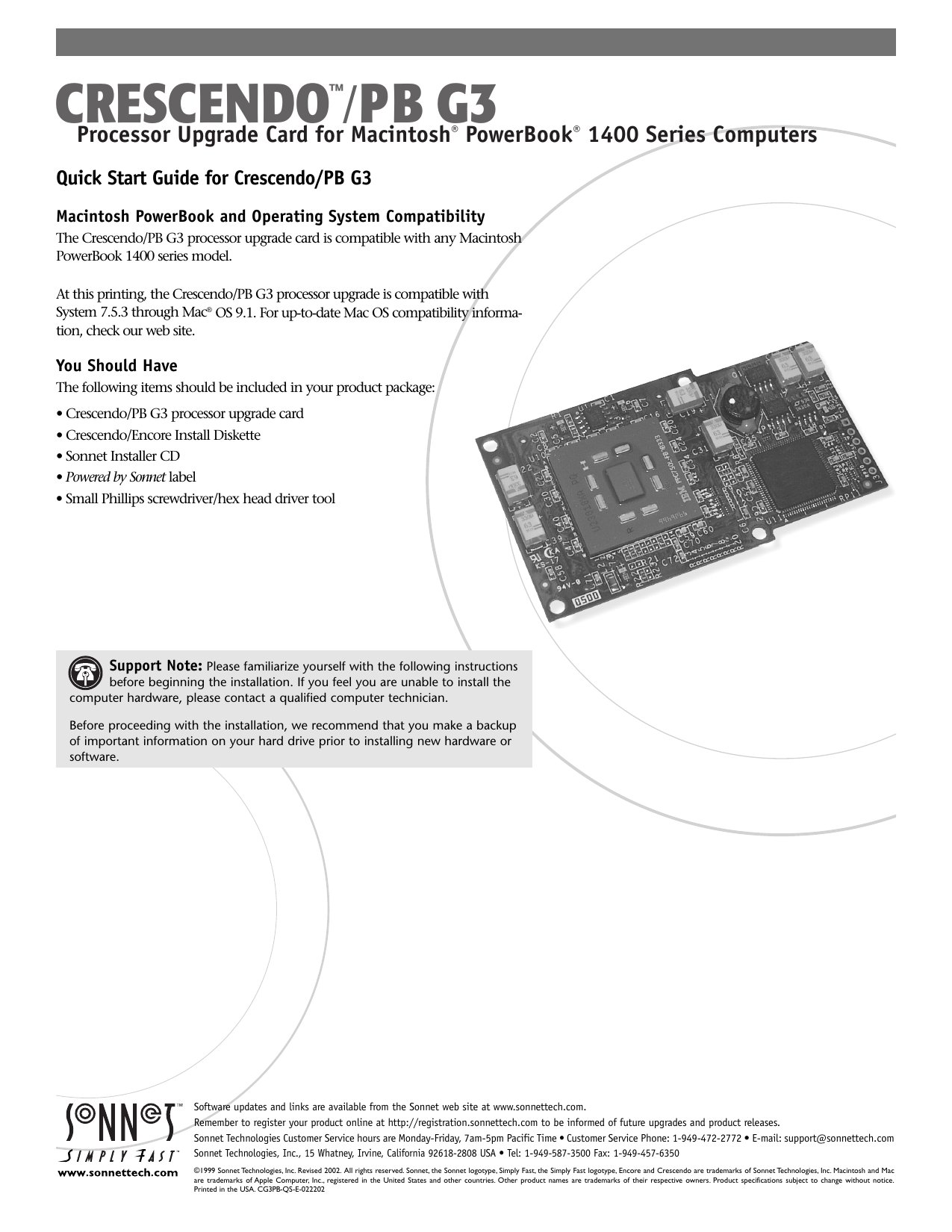 Crescendo PB Processor Upgrade Card Users Guide