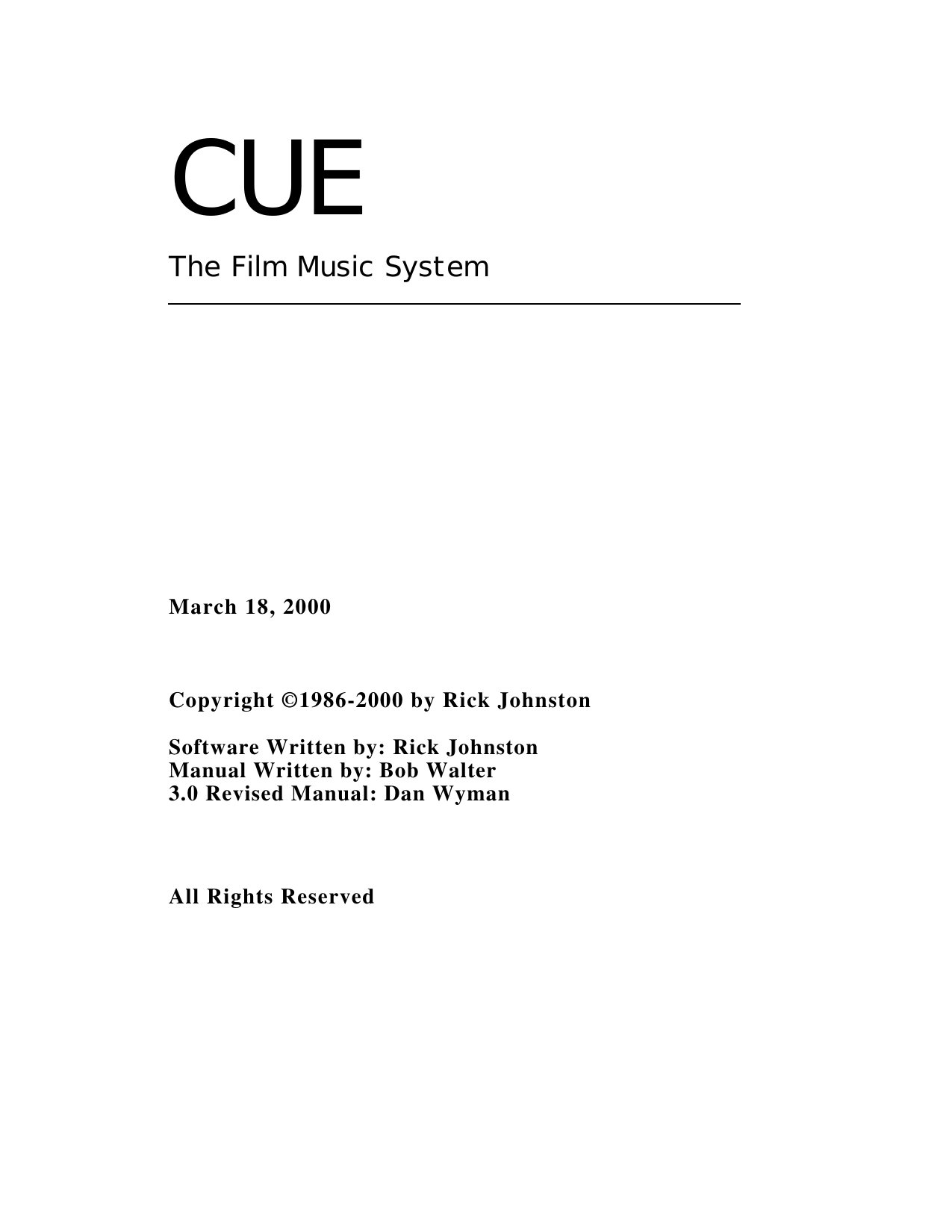 CUE Manual